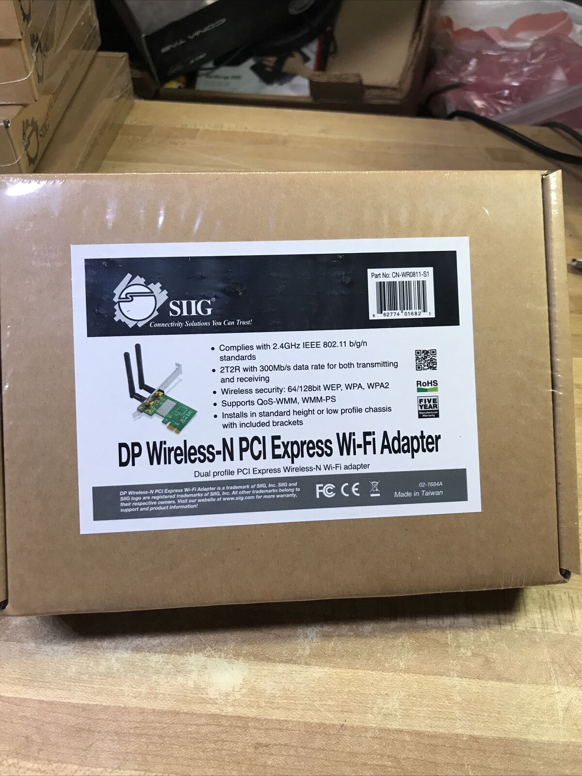 SIIG DP Wireless-N PCI Express Wi-Fi Adapter Dual Antenna 2.4GHz (CN-WR0811-S1)