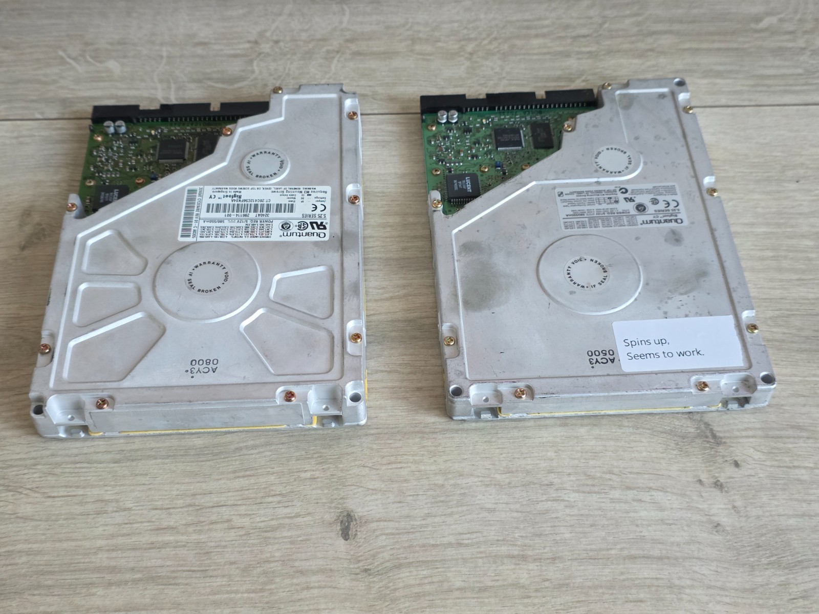 VINTAGE QUANTUM BIGFOOT CY 5.2" IDE HARD DRIVES, 2.1GB + 3.2GB (2160AT & 3240AT