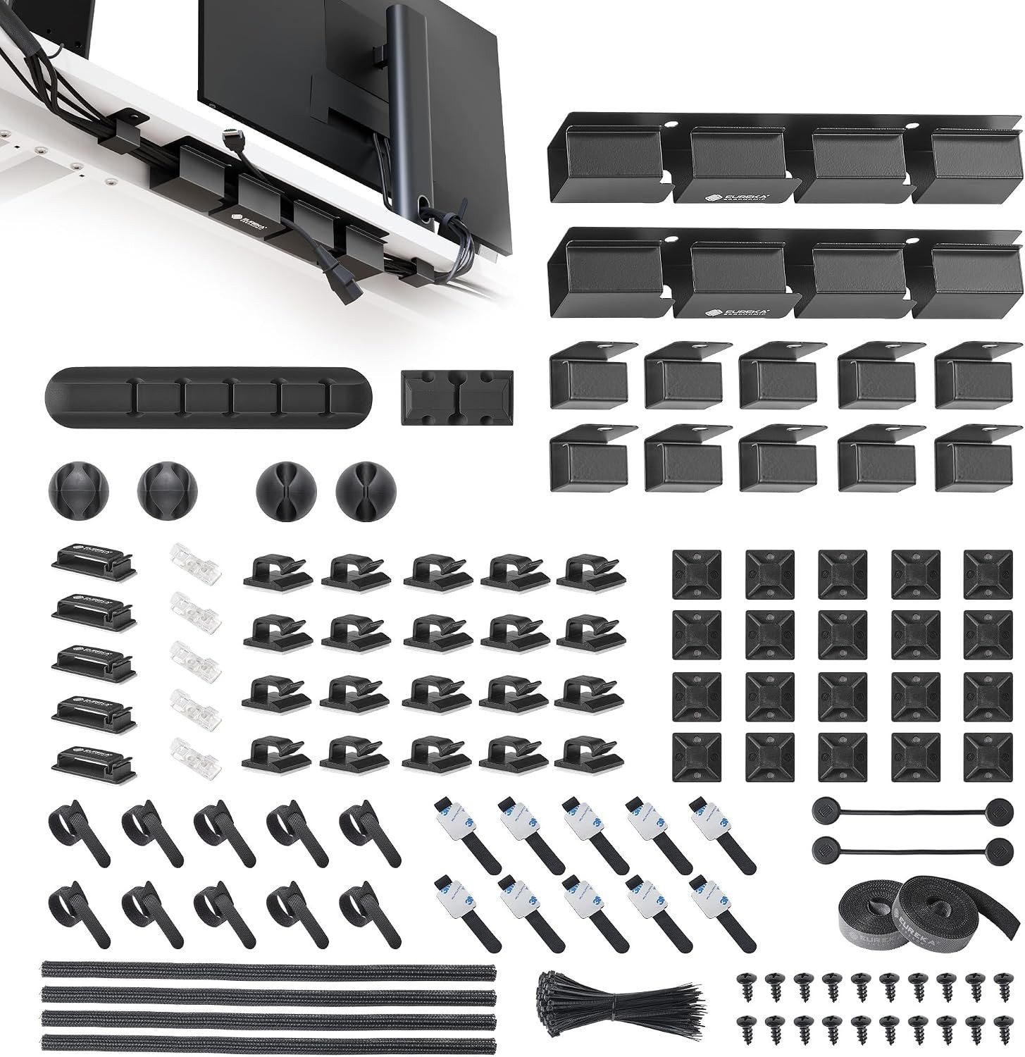 EUREKA ERGONOMIC Metal 316 PCS Cable Management Organizer Kit Cable Raceways, 6