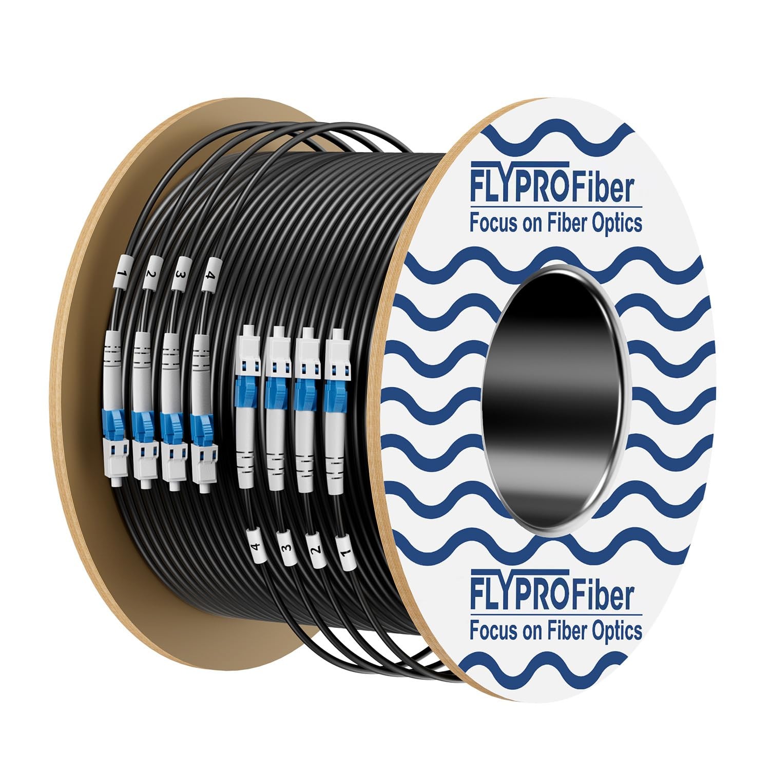 FLYPROFiber- 4 Core OS2 Single Mode LC LC Outdoor Fiber Patch Cable 50m | 164...