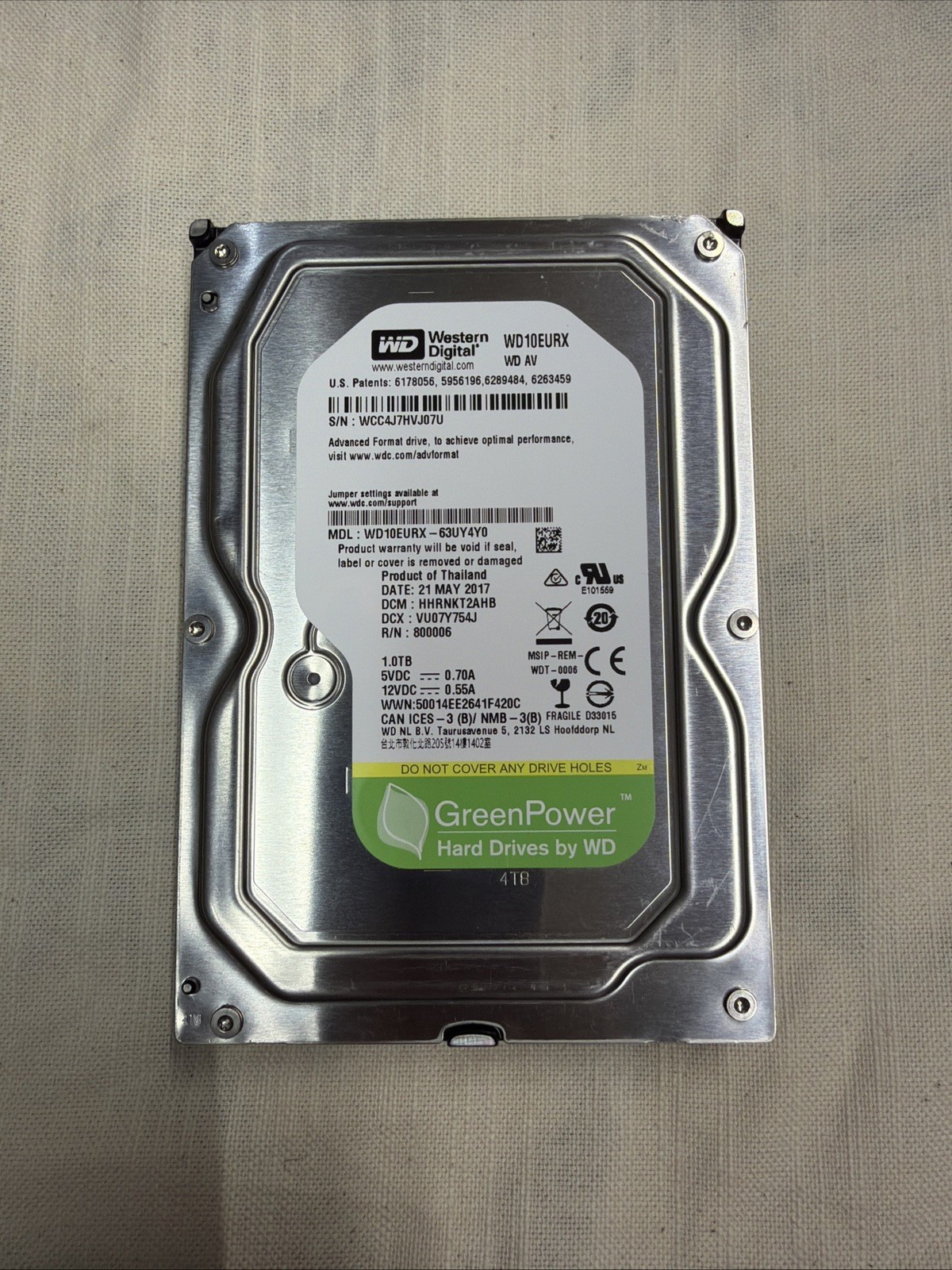 Western Digital  1TB Hard Drive WD10EURX 3.5" Excellent condition