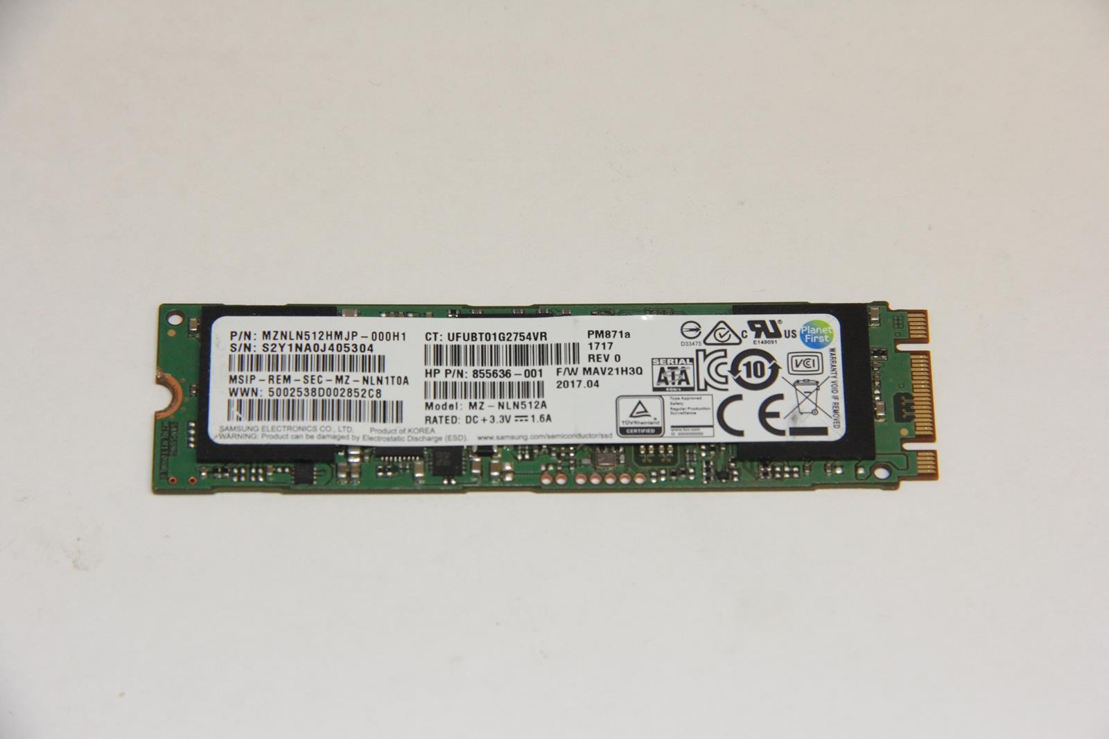 SAMSUNG MZNLN512HMJP-000H1 855636-001 512GB mSATA Solid State Drive