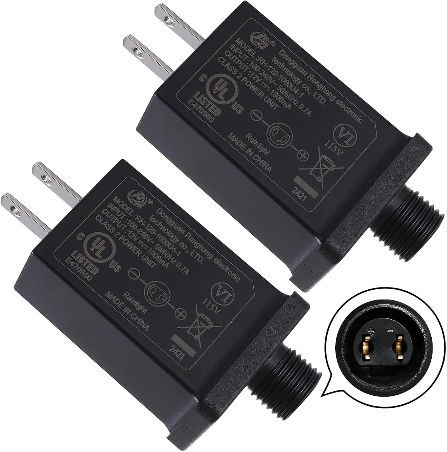 2Pcs Replacement Yard Inflatable Adapter, 12V 1.0A Power Supply Adaptor for Outd
