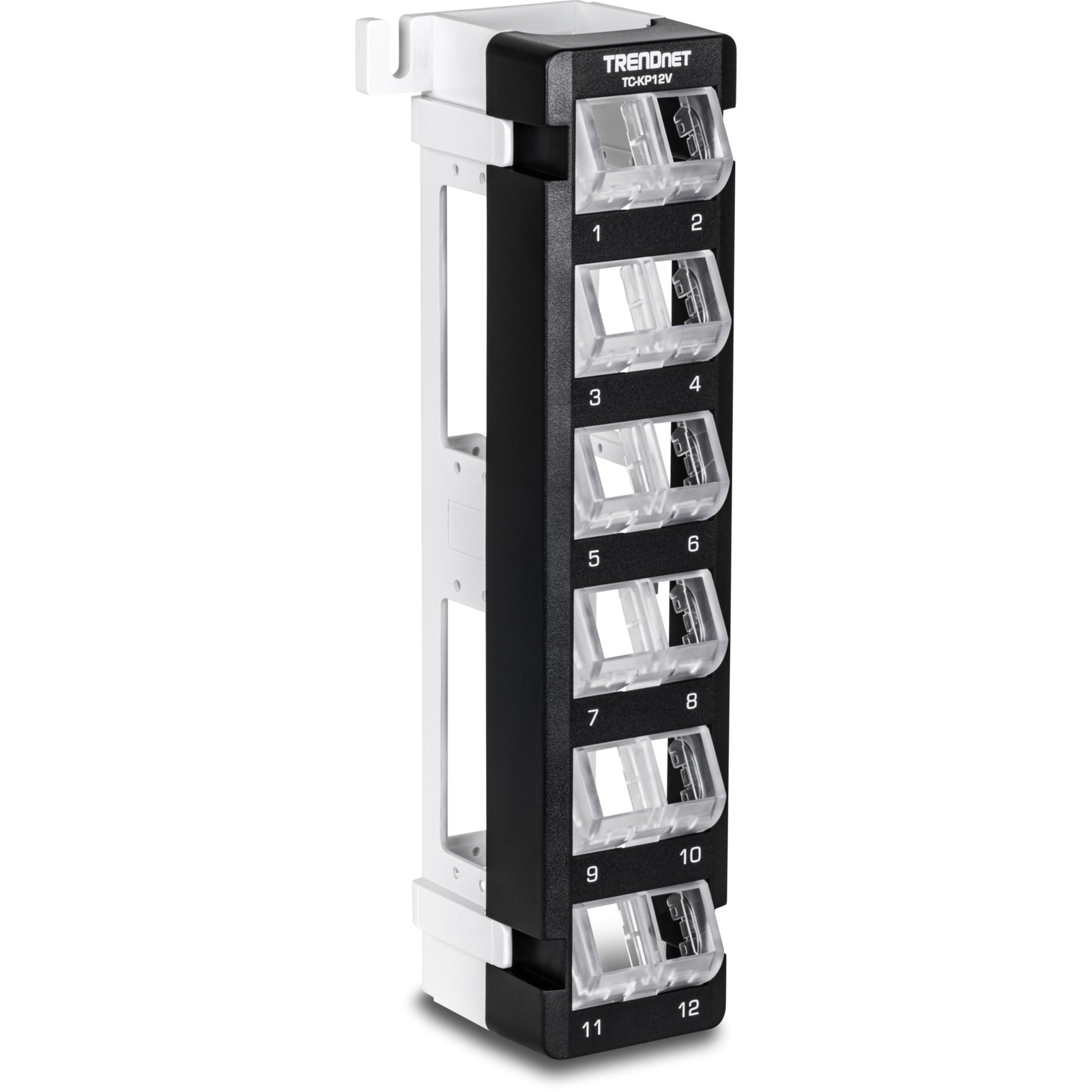 12-Port Blank Angled Wall Mount Keystone Patch Panel, TC-KP12V, Use with Keys...