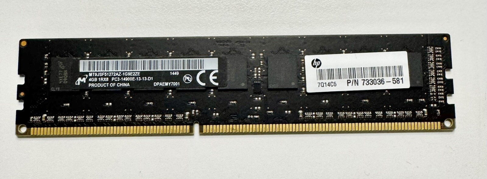 Micron HP 4GB (1x4GB) DDR3 1866 MHz PC3-14900E Unbuffered ECC Server Memory RAM