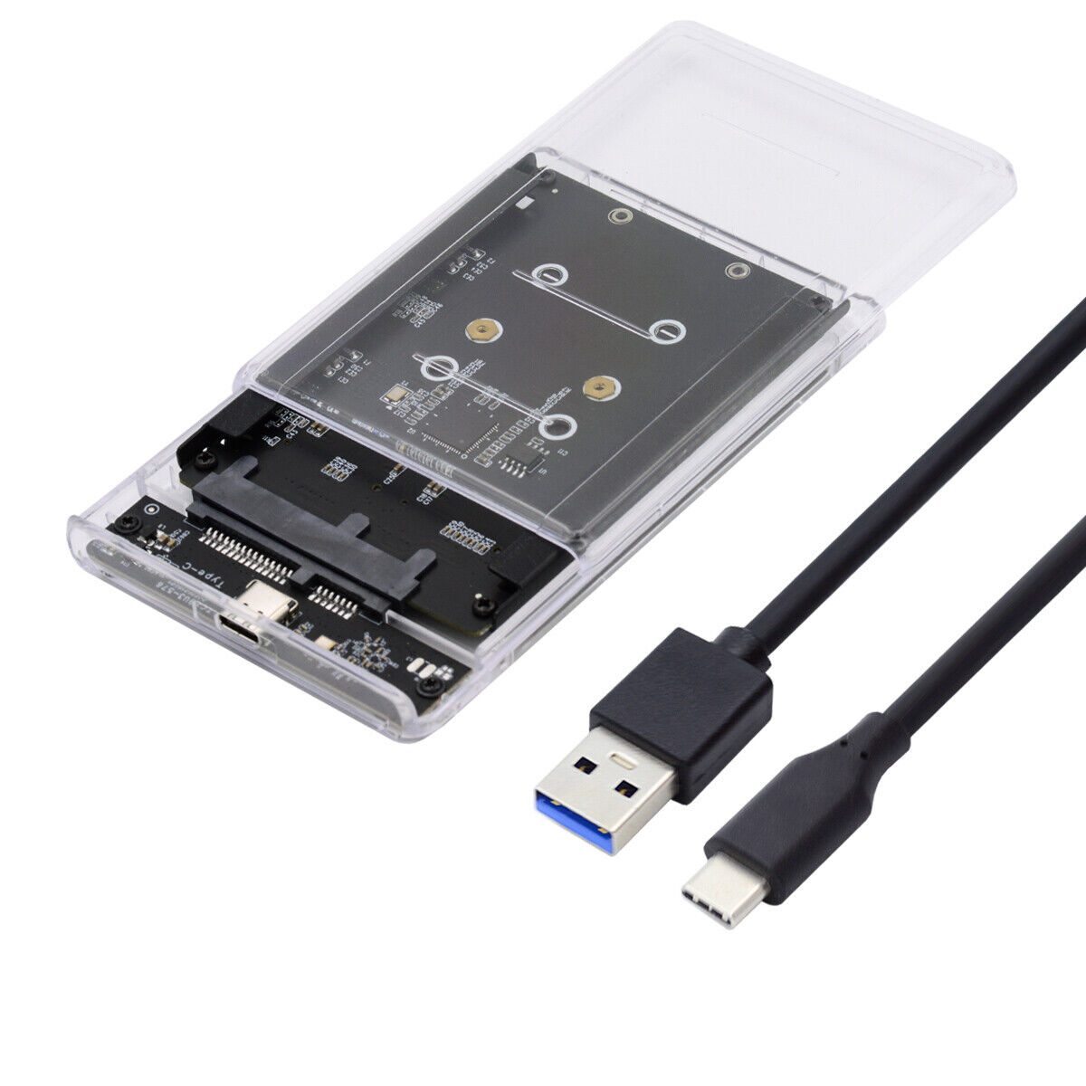 USB3.0  USB-C 2.5inch SATA to Dual NGFF B+M-Key M.2 SSD Card Combo Enclosure