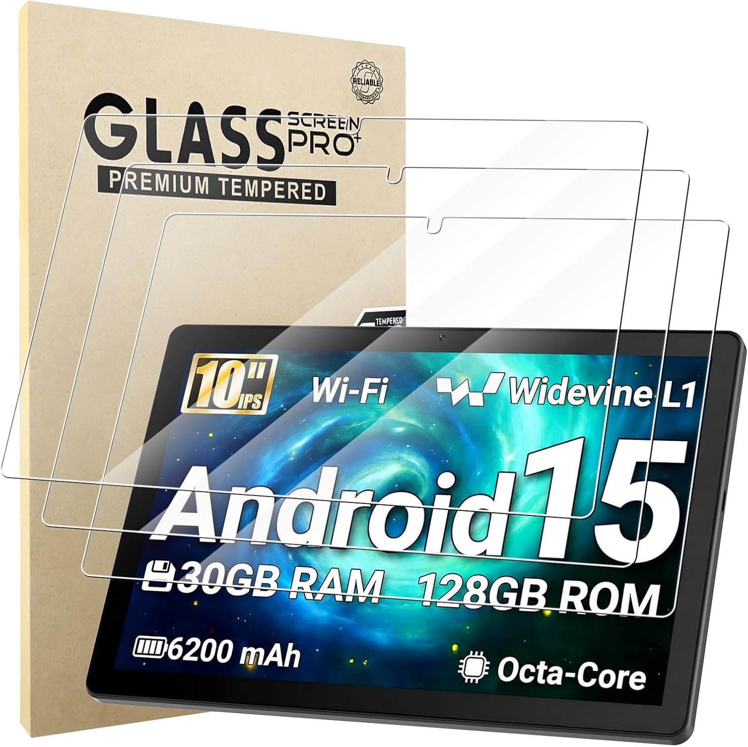 3 Pack Screen Protector Compatible with Evermyth Tablet G13 10 Inch Android 15