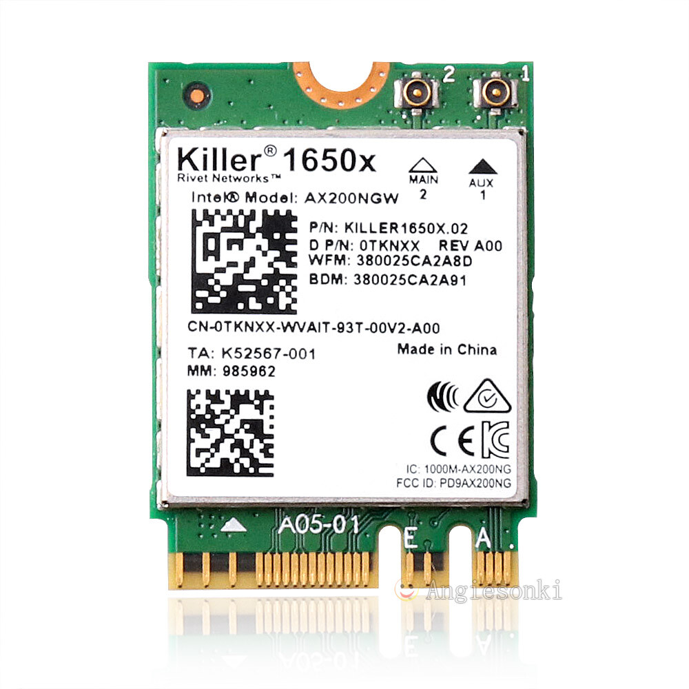 Killer 1650X TKNXX AX200MGW Wi-Fi 6 2.4Gbps Dual Band Bluetooth 5.1 NGFF card
