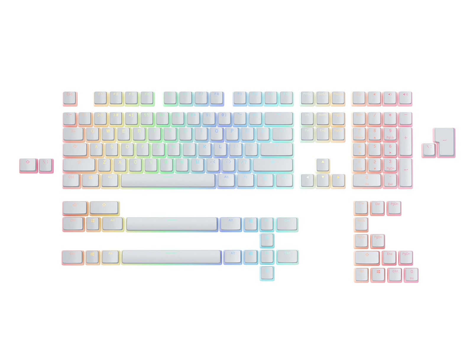 Aura V2 White PBT Pudding Keycaps ANSI ISO Supports Full Size TKL 75% 60%