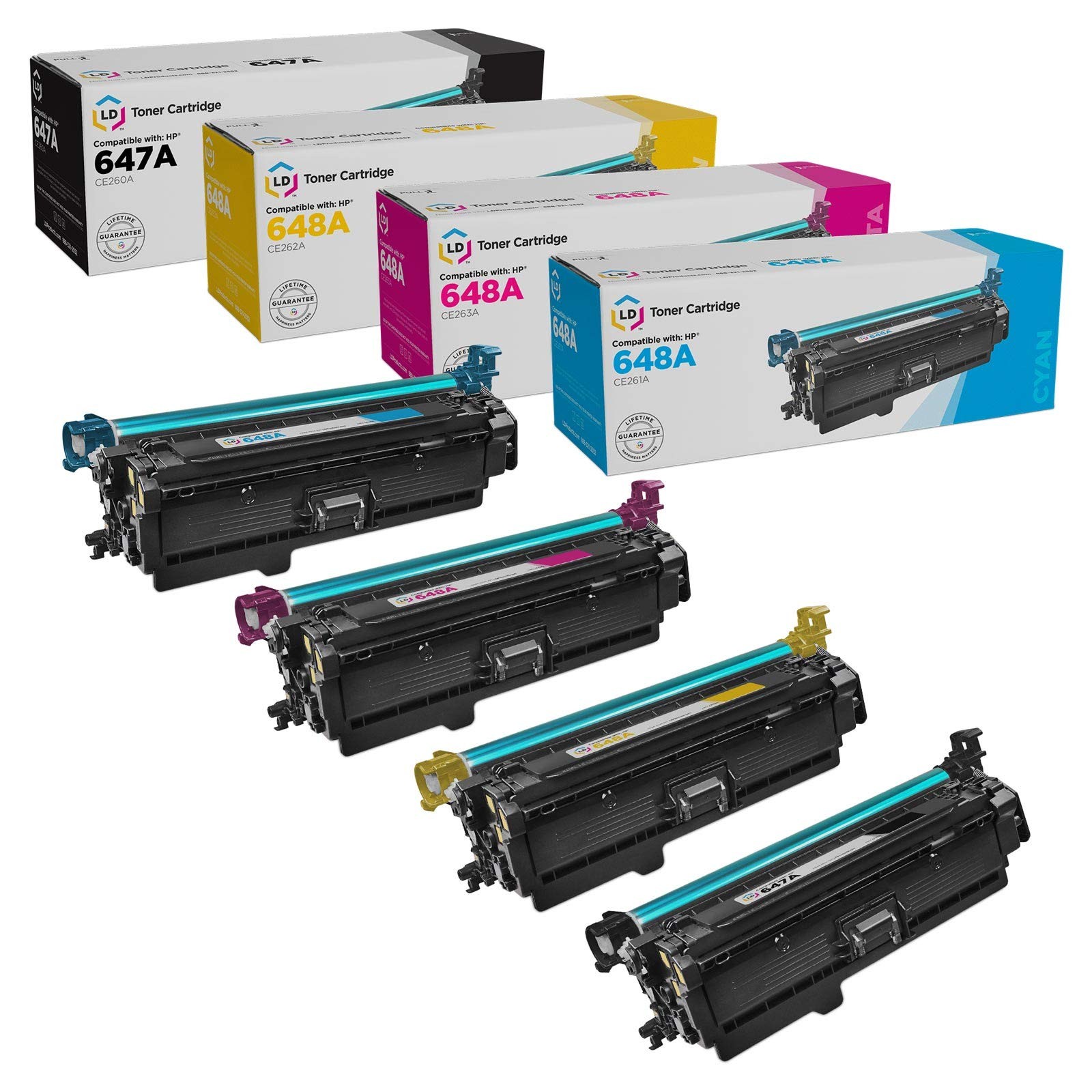 LD Reman Replacements for HP 647A/648A 4PK: CE260A/CE261A/CE263A/CE262A