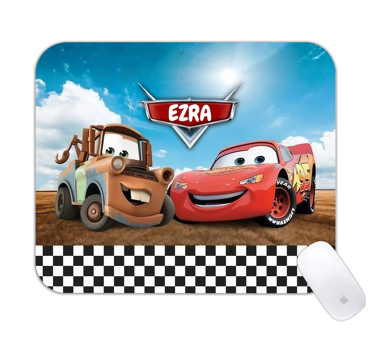 Cars Movie Custom Name Desk Mat Kids Personalized Gaming Pad