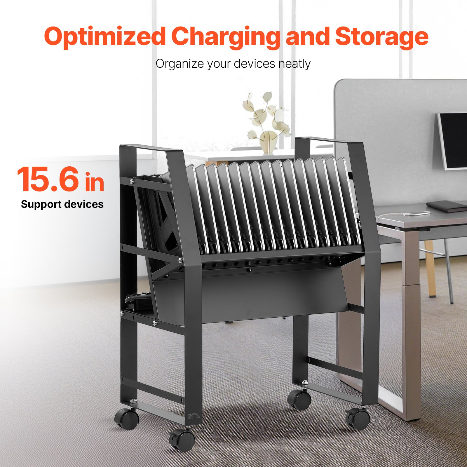 16 Device Charging Cart for Chromebook Laptop Tablet Up to 15.6" Mobile