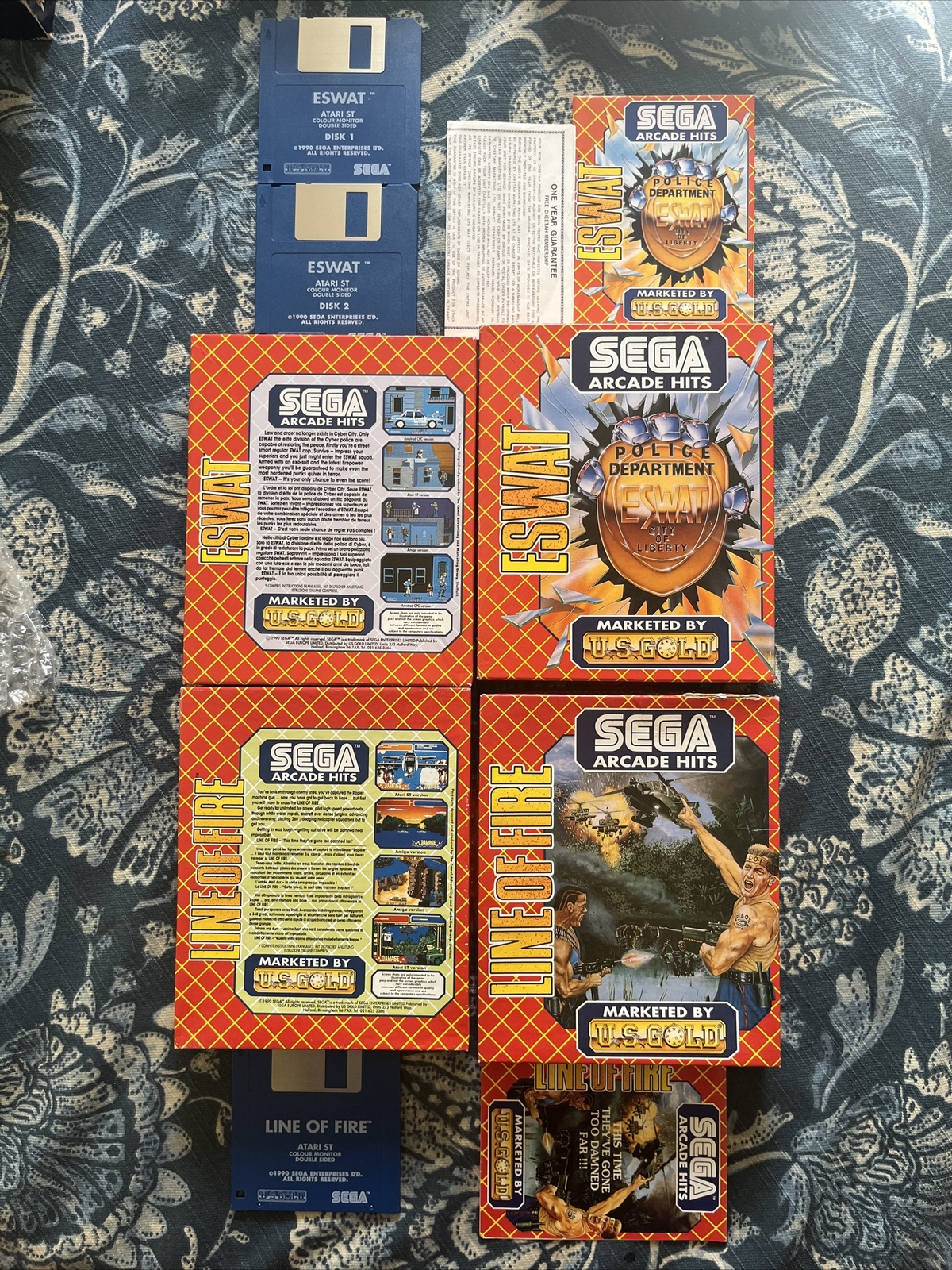 Atari ST Sega Arcade Hits Lot - E Swat & Line Of Fire Complete Box Game & Manual