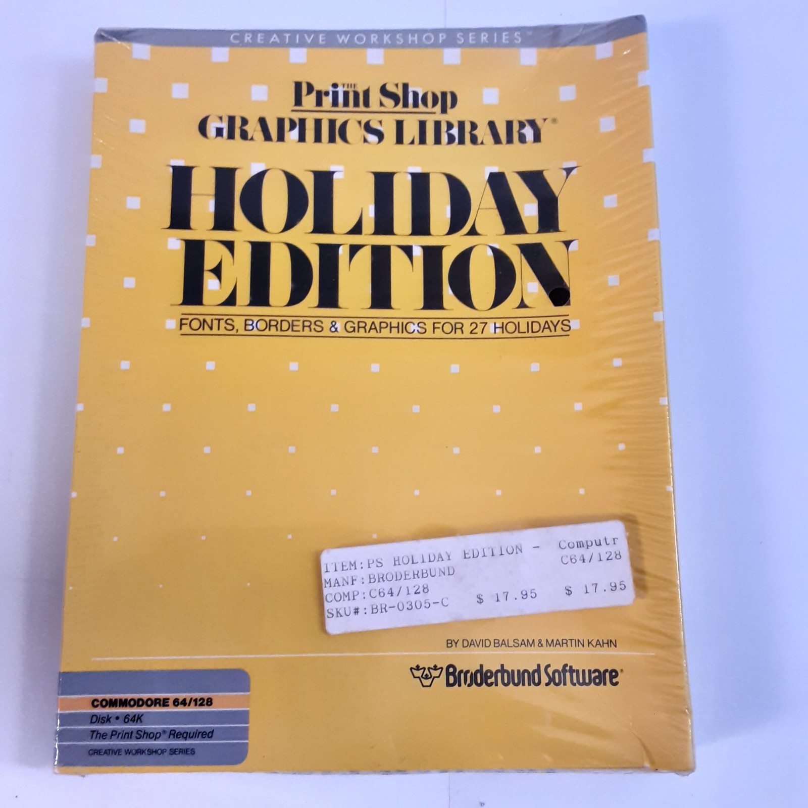 NOS Vintage 1986 Commodore 64 Print Shop Holiday Edition Instructions Box