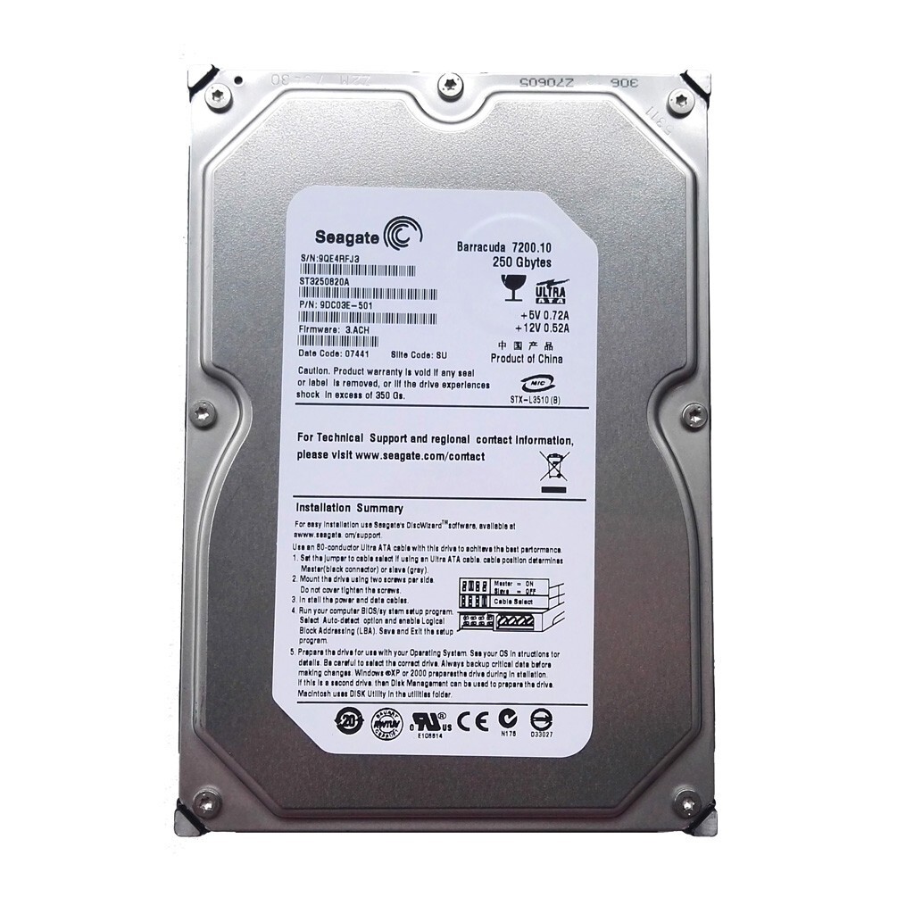 Seagate 250GB ST3250820A 7200RPM PATA IDE 3.5" Desktop HDD Hard Disk Drive