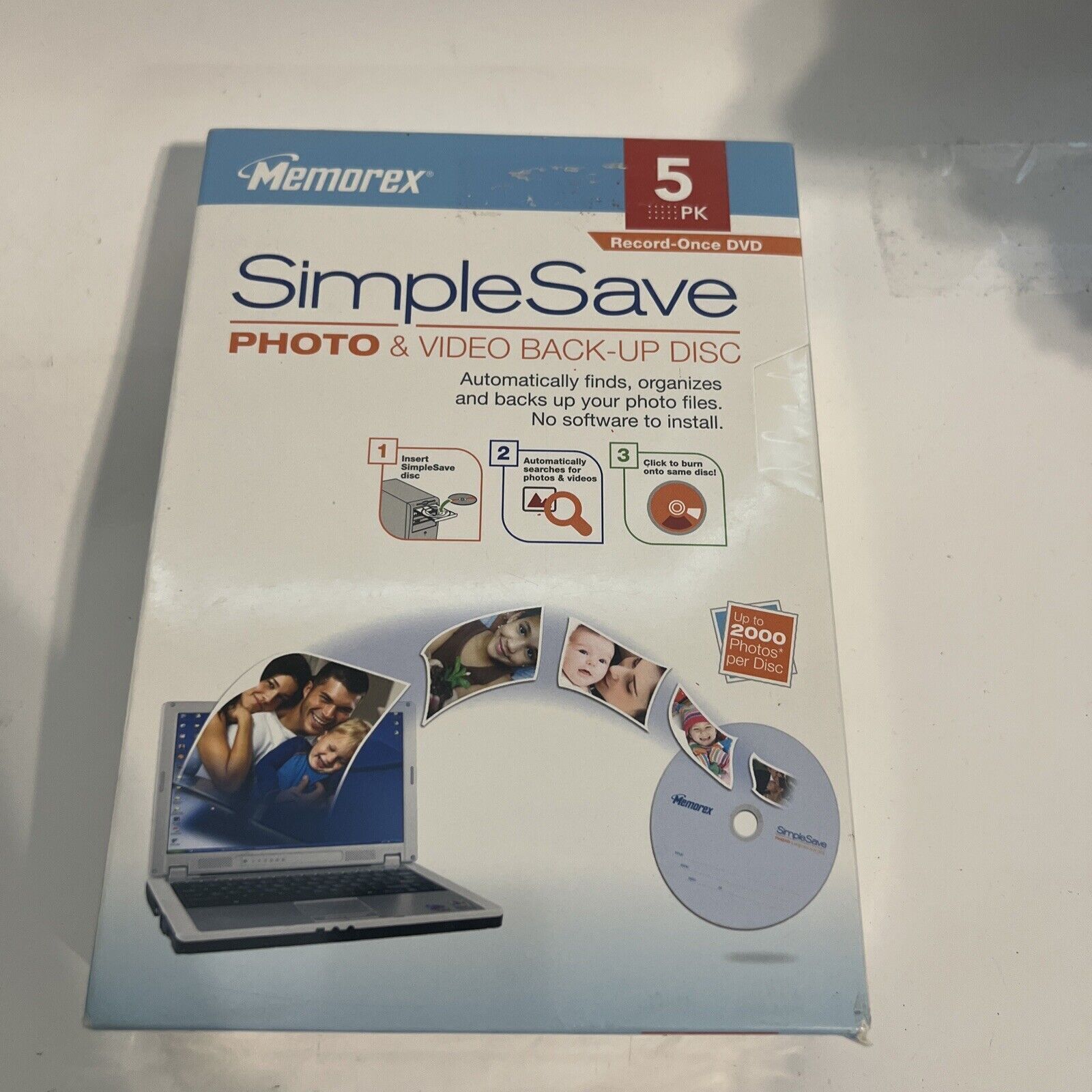 Memorex Simple Save Photo & Video Back Up Disc 5 Pack Record Once DVD