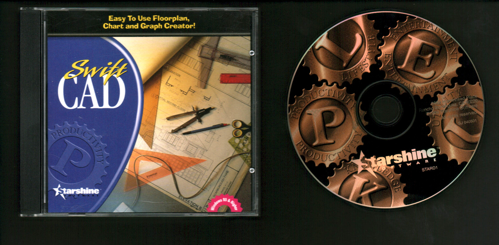 Swift CAD for Windows 95/98/XP PCs CD Floorplans Charts Vintage CAD Starshine