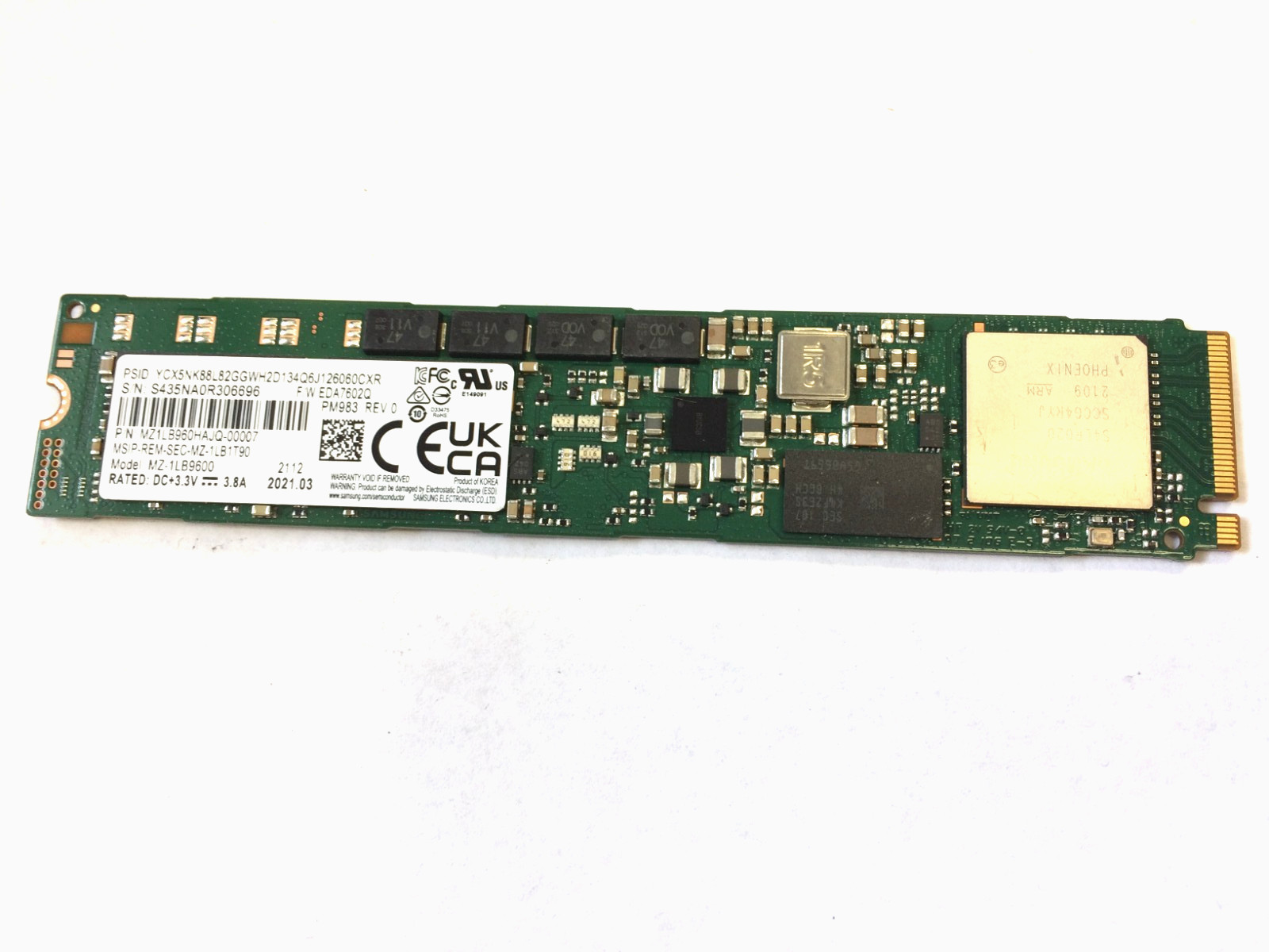 SAMSUNG MZ-1LB9600 PM983 DCT 960GB SSD NVME M.2 good health
