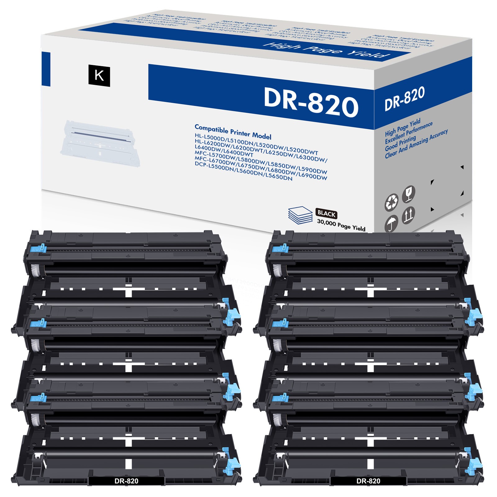 6PK DR820 Drum Unit fits for Brother MFC-5800DW MFC-5850DW MFC-5900DW HL-L6250DW