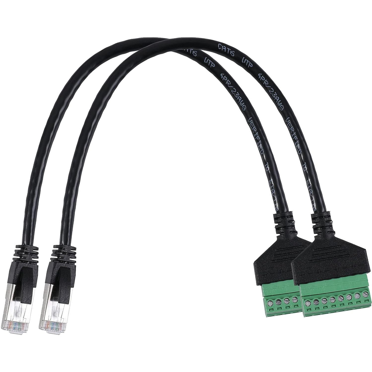 2Pcs RJ45 Male to 8 Pins Terminal Adapter for Cat5 Ethernet Extender | Include a
