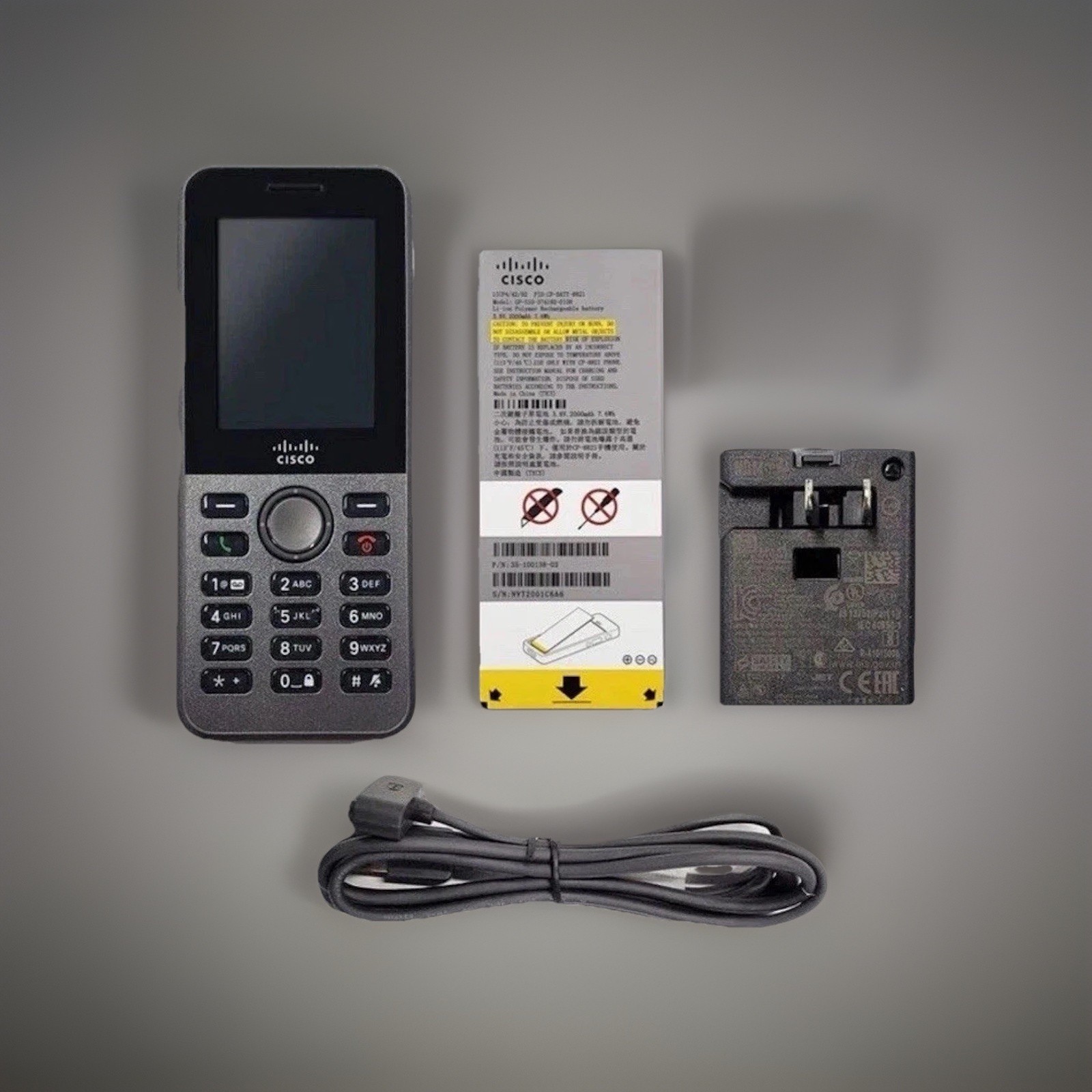 NEW Cisco CP-8821-K9 Wireless VoIP PHONE+BATTERY+CHARGER+CABLE 