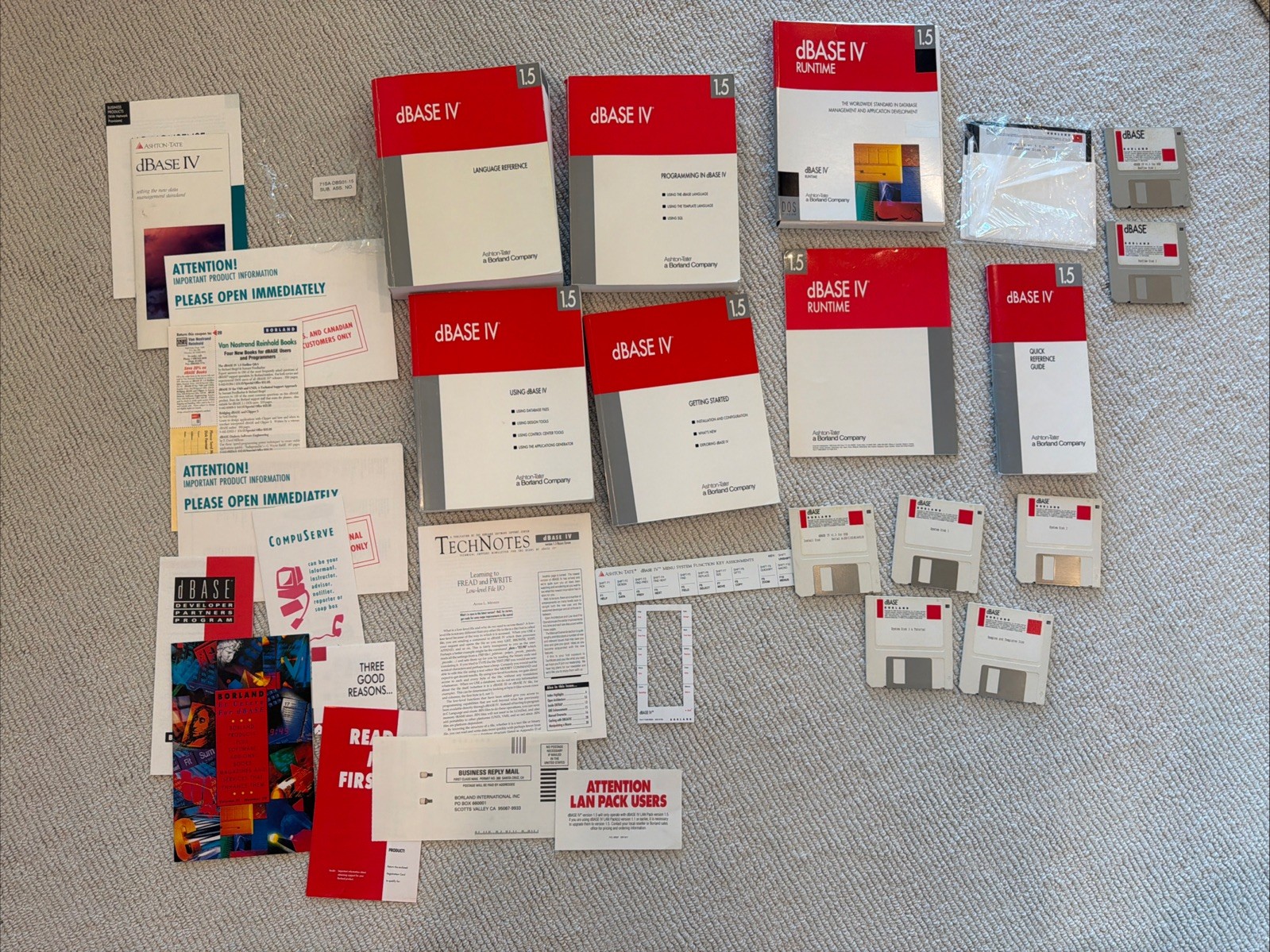 Borland dBASE IV 1.5 DOS Complete 7 Disks Manuals Runtime Tested Vintage