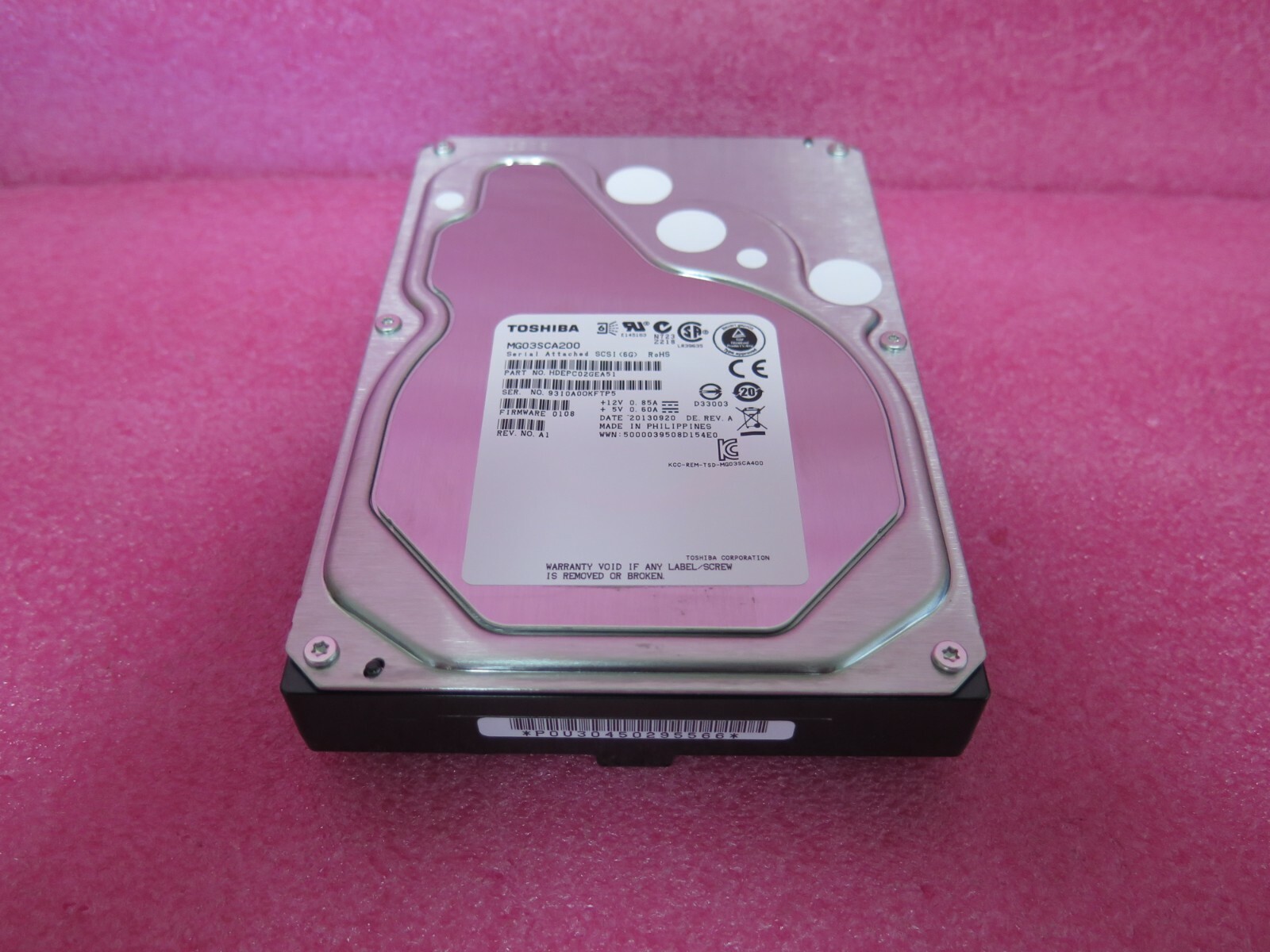 Toshiba 2TB Internal 7200RPM 3.5" MG03SCA200 HDD SAS 6GBS Hard Drive for Server 