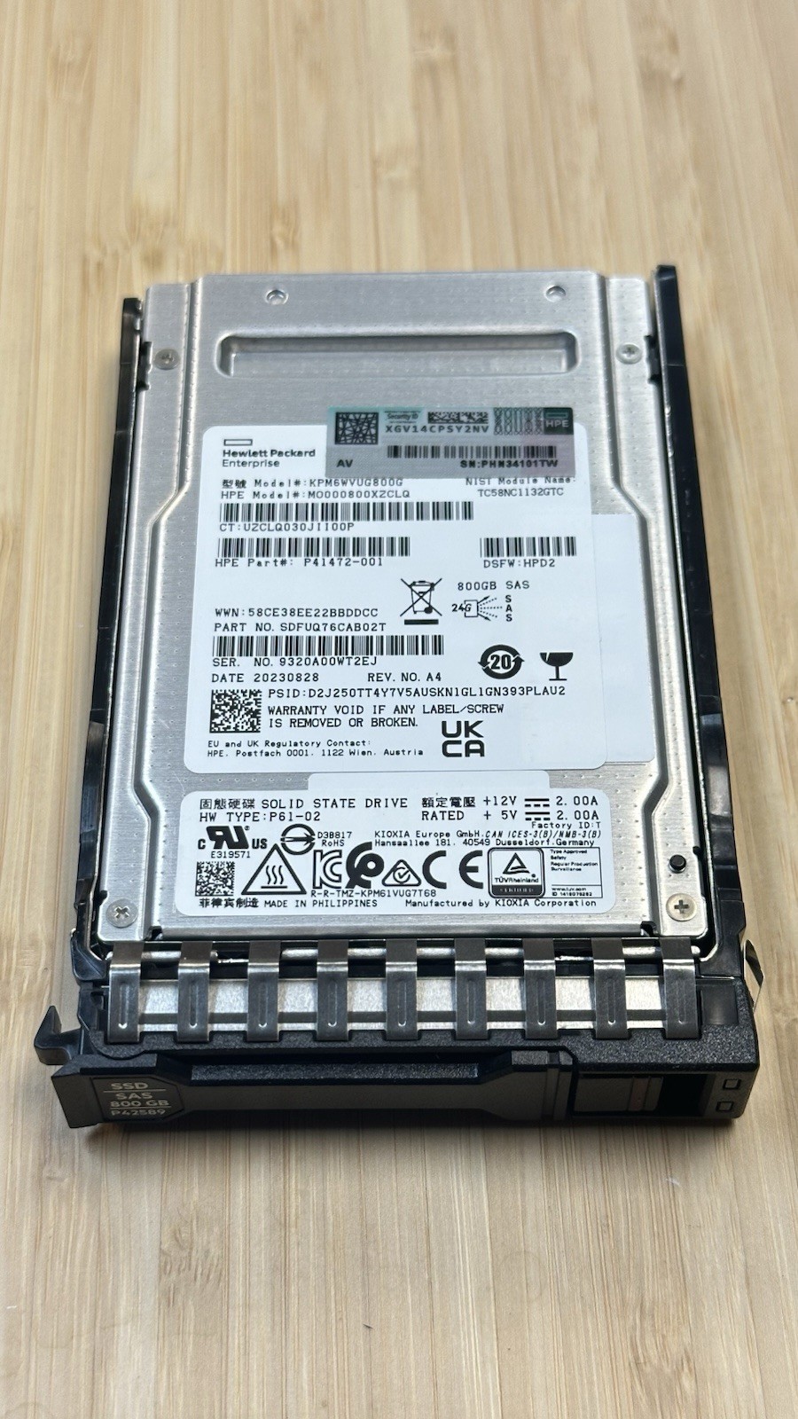 99-99.9% HPE 800GB SAS 24G MU SFF BC SED FIPS PM6 SSD P41400-B21 P42589-001 2.5