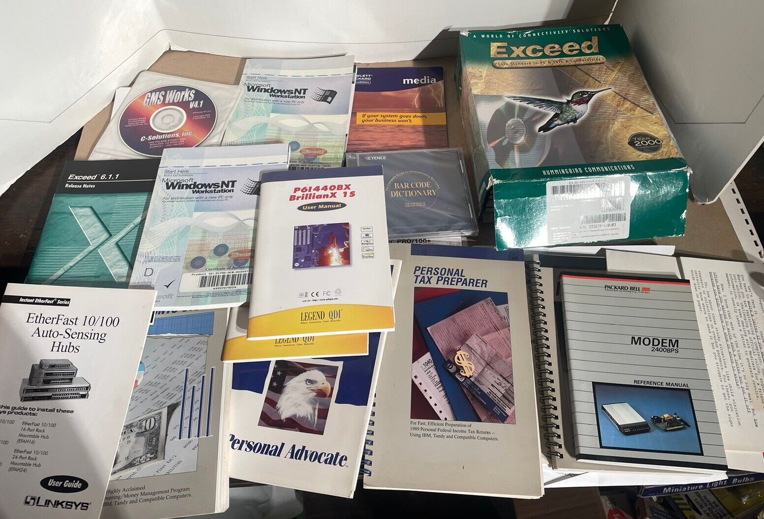 HUGE Lot Of Computer Disks Manuals Software Hardware - Exceed, Windows NT