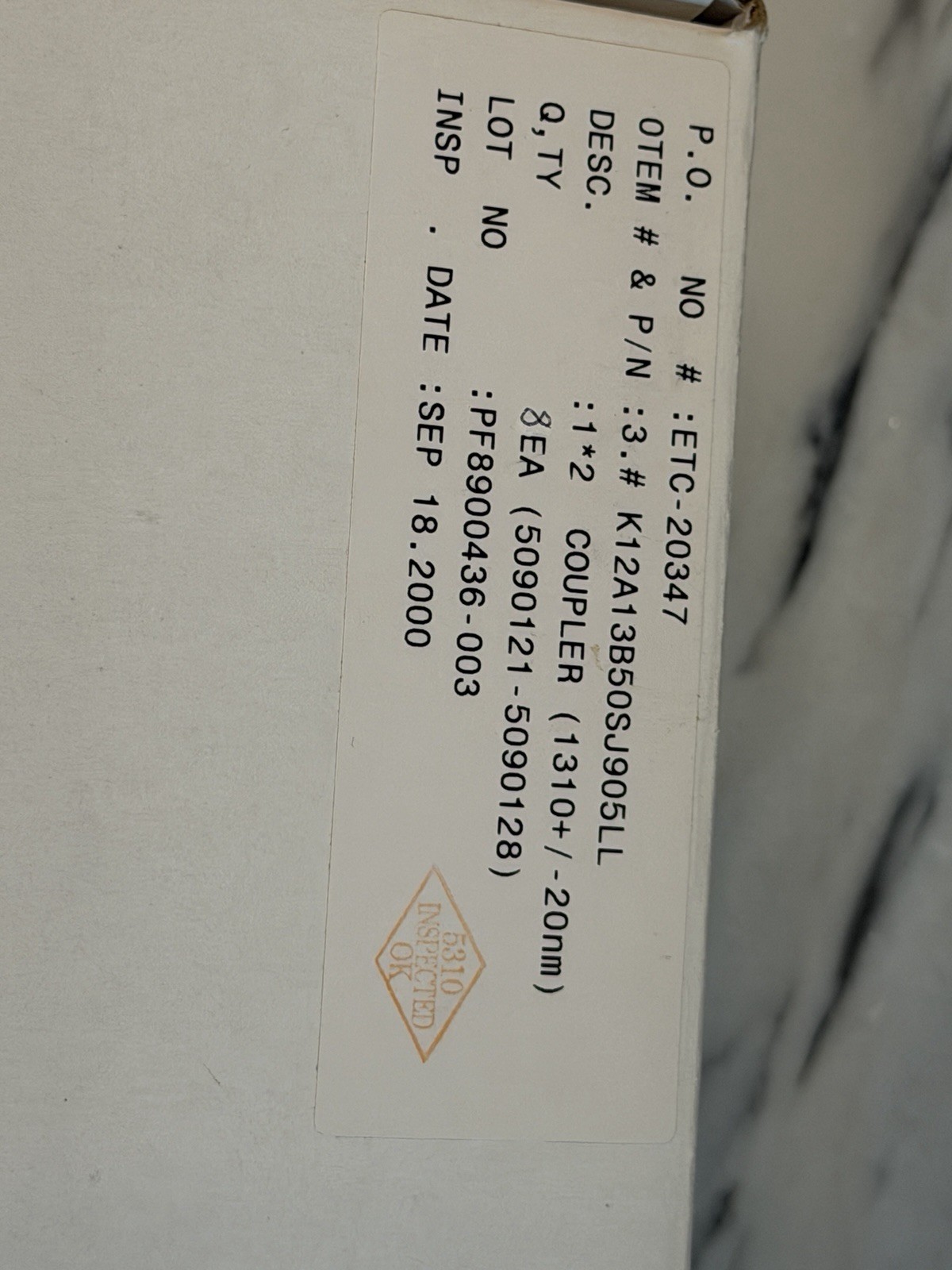 Corning SMF-28 Single-Mode LC-LC Optical Network Cable Yellow K12A13B50SJ905LL 