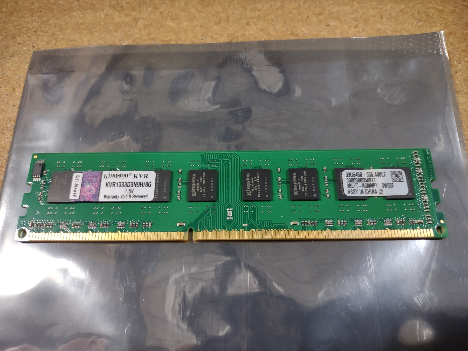 KINGSTON 8G/1333 DDR3, KVR1333D3N9H/8G