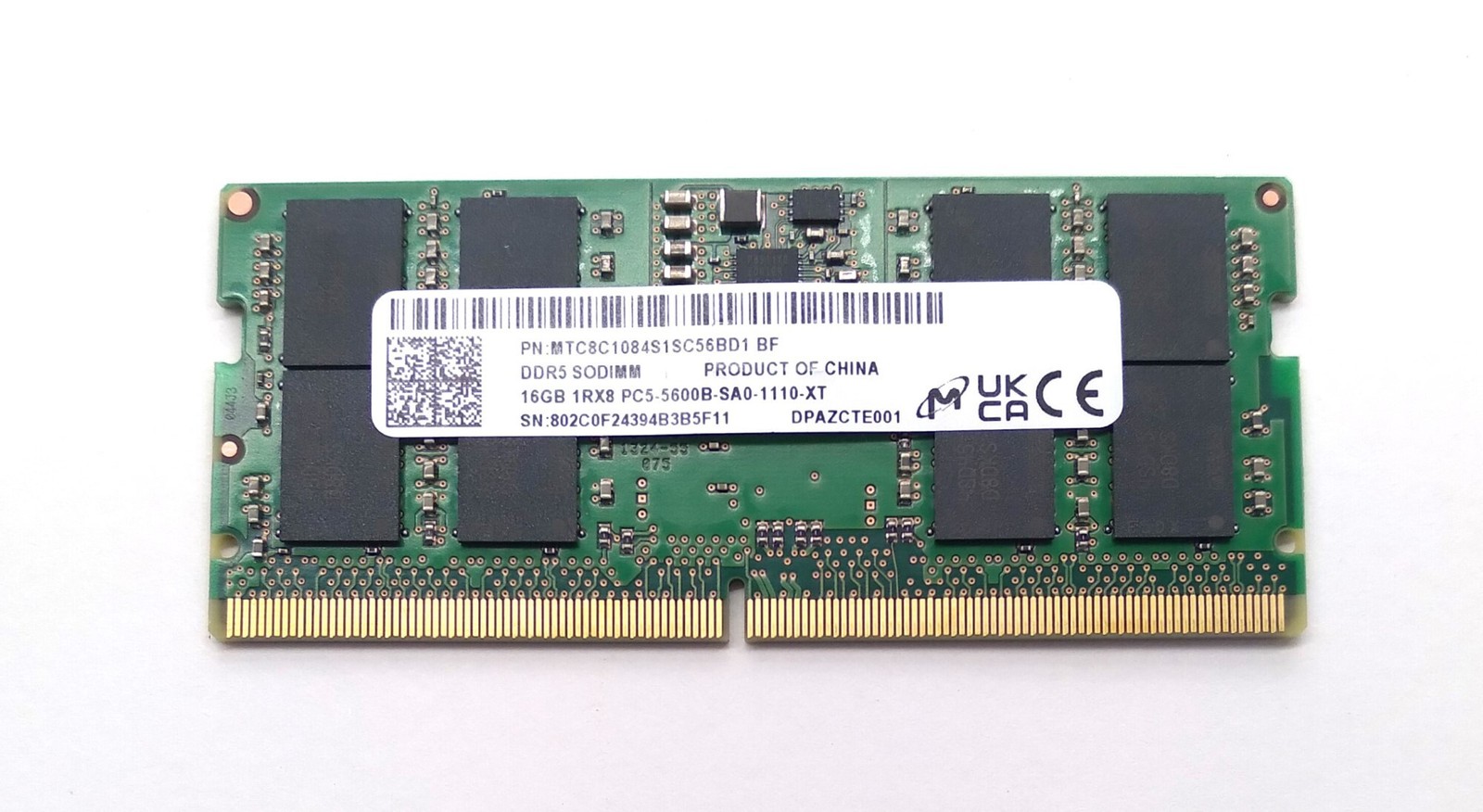 Micron 16gb 1rx8 SODIMM Memory Module - DDR5 5600mhz CL46 MTC8C1084S1SC56BD1