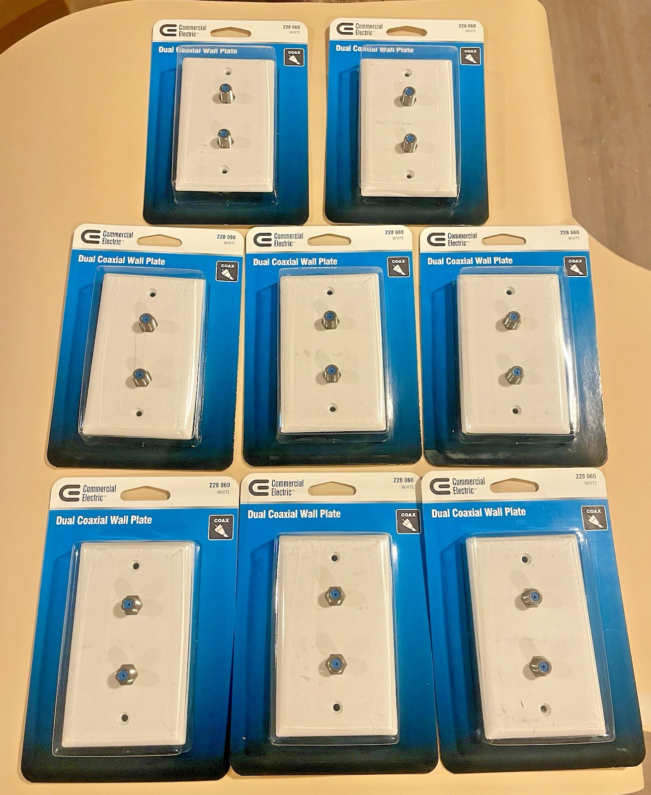Lot of 8 Dual Coaxial Wall Plate F Connector, for Coax Cable BNIB