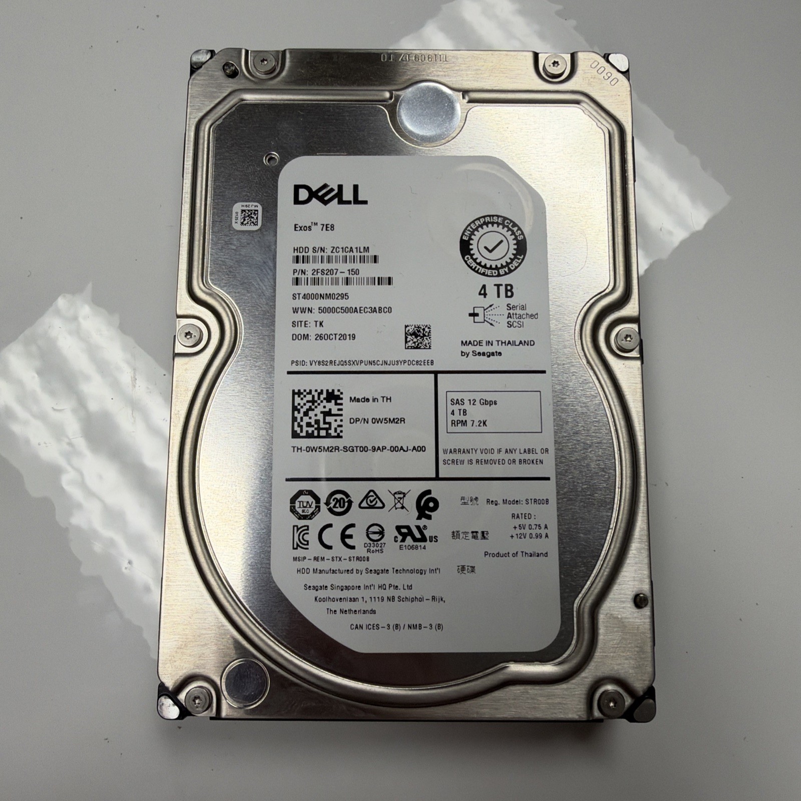 Dell Seagate Exos 7E8 ST4000NM0295 3.5" 4TB SAS 12Gbps 7.2K RPM HDD