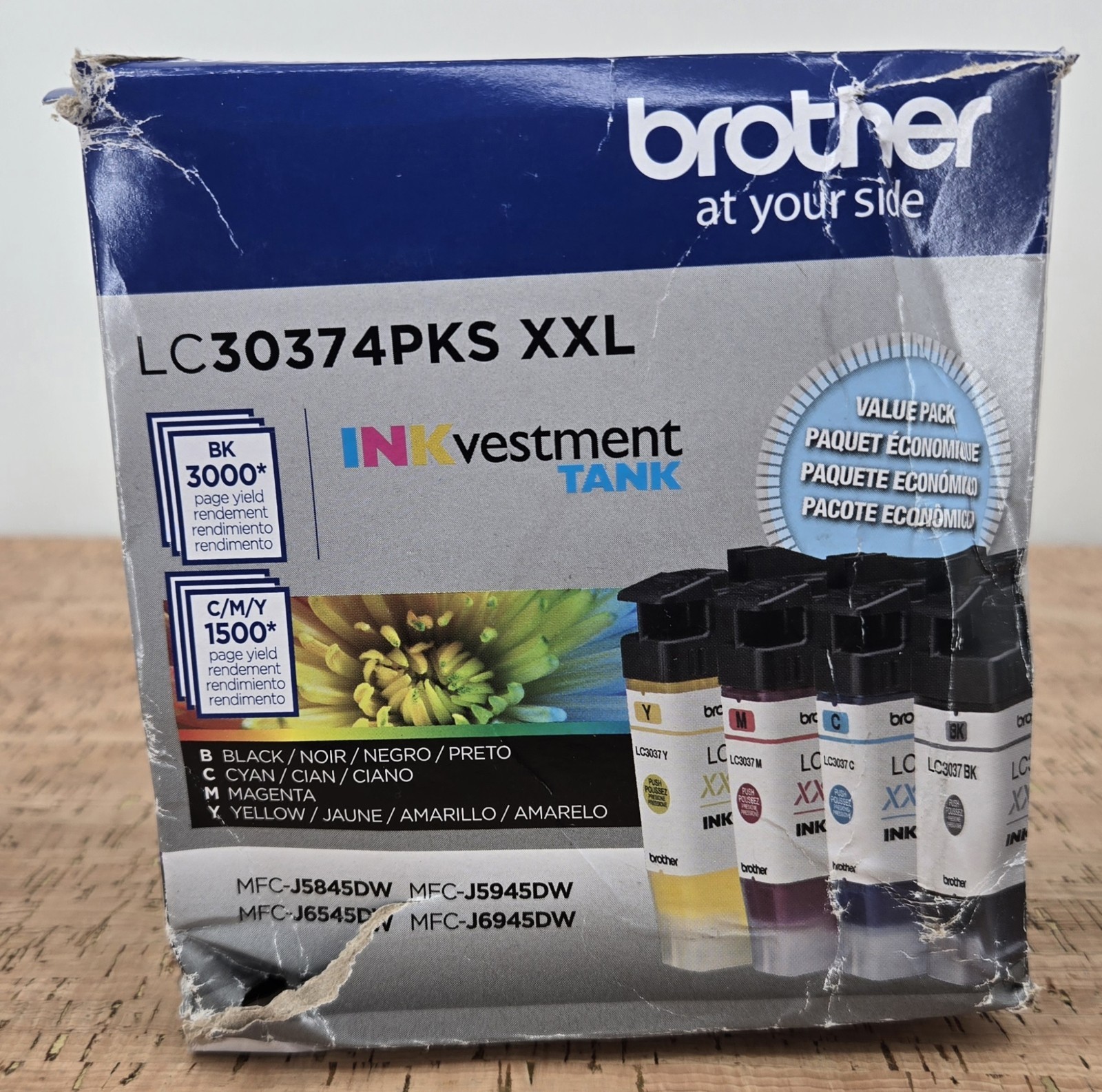 Brother LC3037 XXL 4Pk Black & Color Cartridge Combo Exp 9/28 Sealed