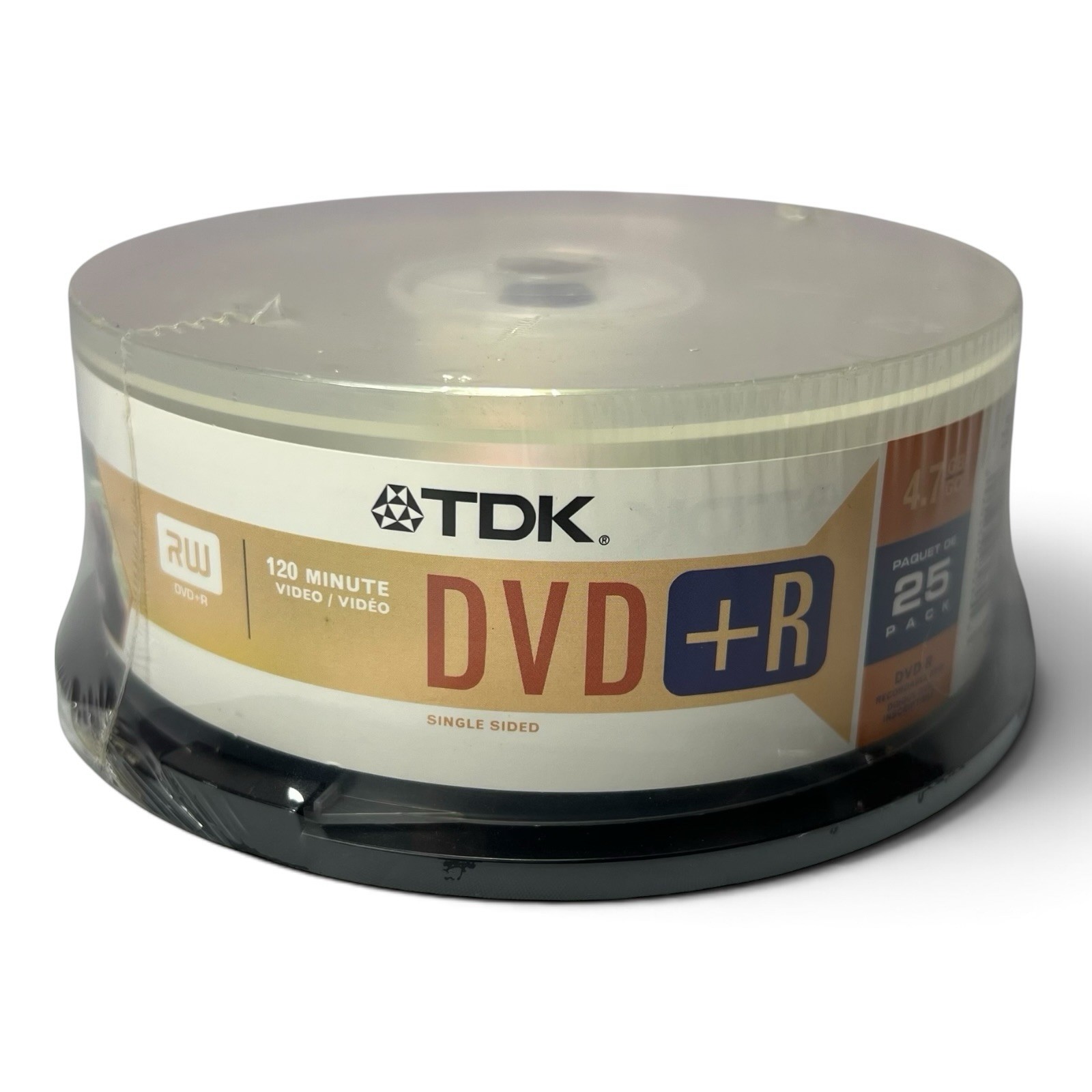 Factory Sealed TDK DVD+R 25 Pack 4x 4.7 GB Data 1-4 Hour Storage Disks  Spindle