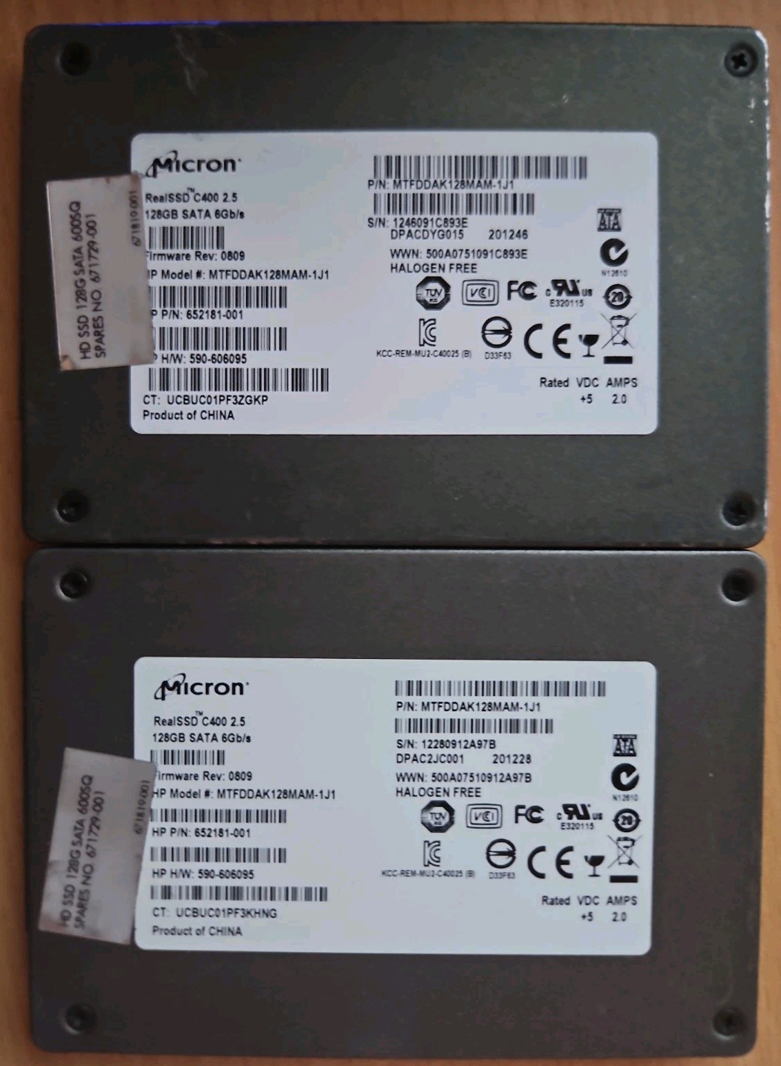 2 | Micron | RealSSD C400 MTFDDAK128MAM-1J1 | 128GB | SATA3 | Health: 94/96% |