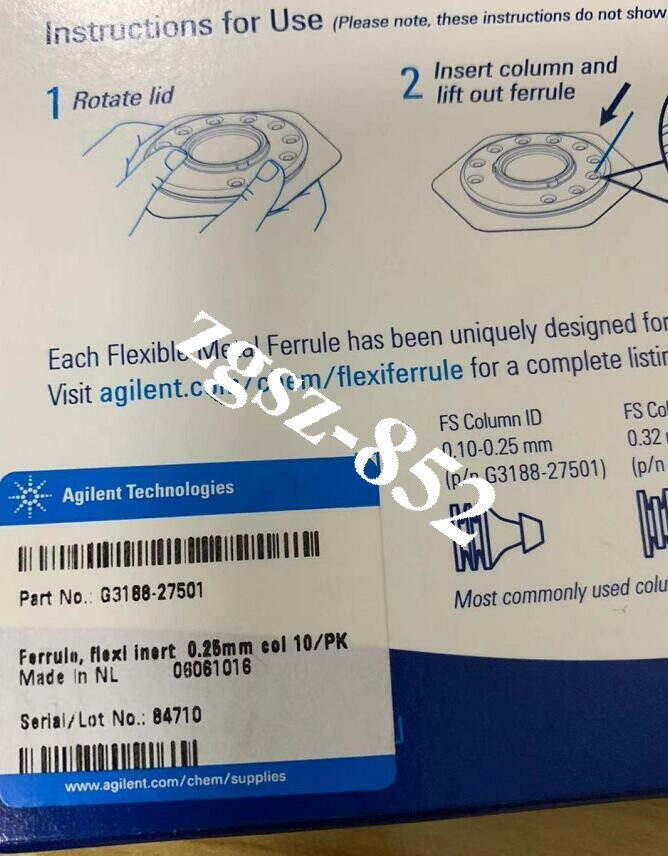 G3188-27501 Agilent Ferrule 0.25mm col 10/PK Brand New