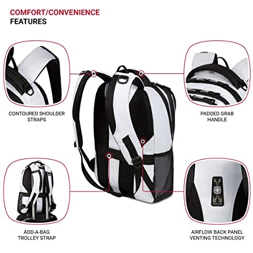 SWISSGEAR CECIL 5505 LAPTOP BACKPACK, FITS 16 INCH LAPTOP, WHITE TARPAULIN