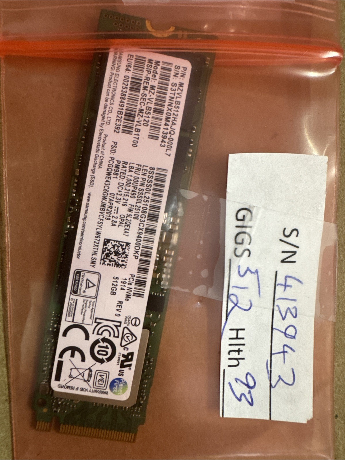 ADATA XPG SX6000NP Lite 512GB NVMe M.2 2280 PCIe Gen3x4 SSD - 93% Health