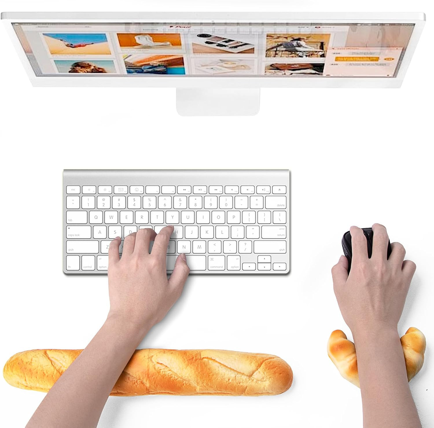 Soft Toast Bread Baguette Shape Anti-Skid Keyboard Wrist Rest Support & Mouse