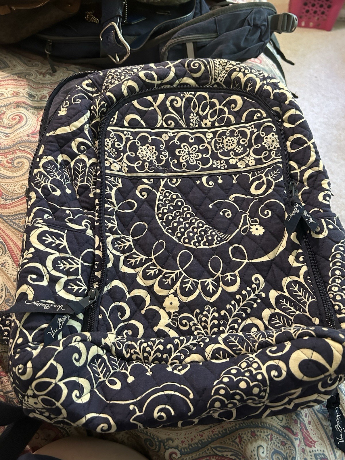 Vera Bradley Large Laptop Backpack In Twirly Birds