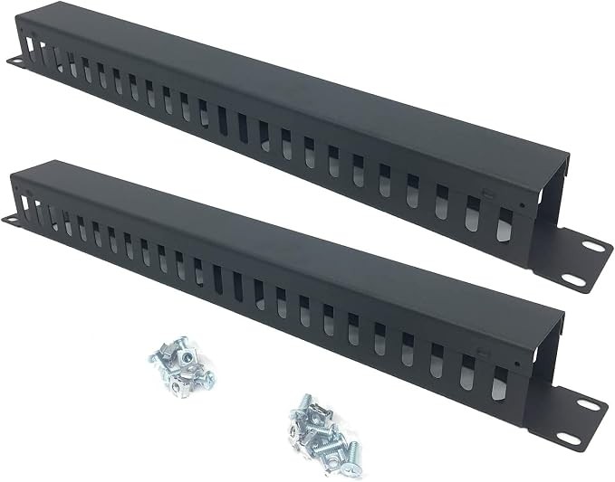 2 Pack 1U 19 Inch Cable Manager Horizontal Rack Mount 24 Slot