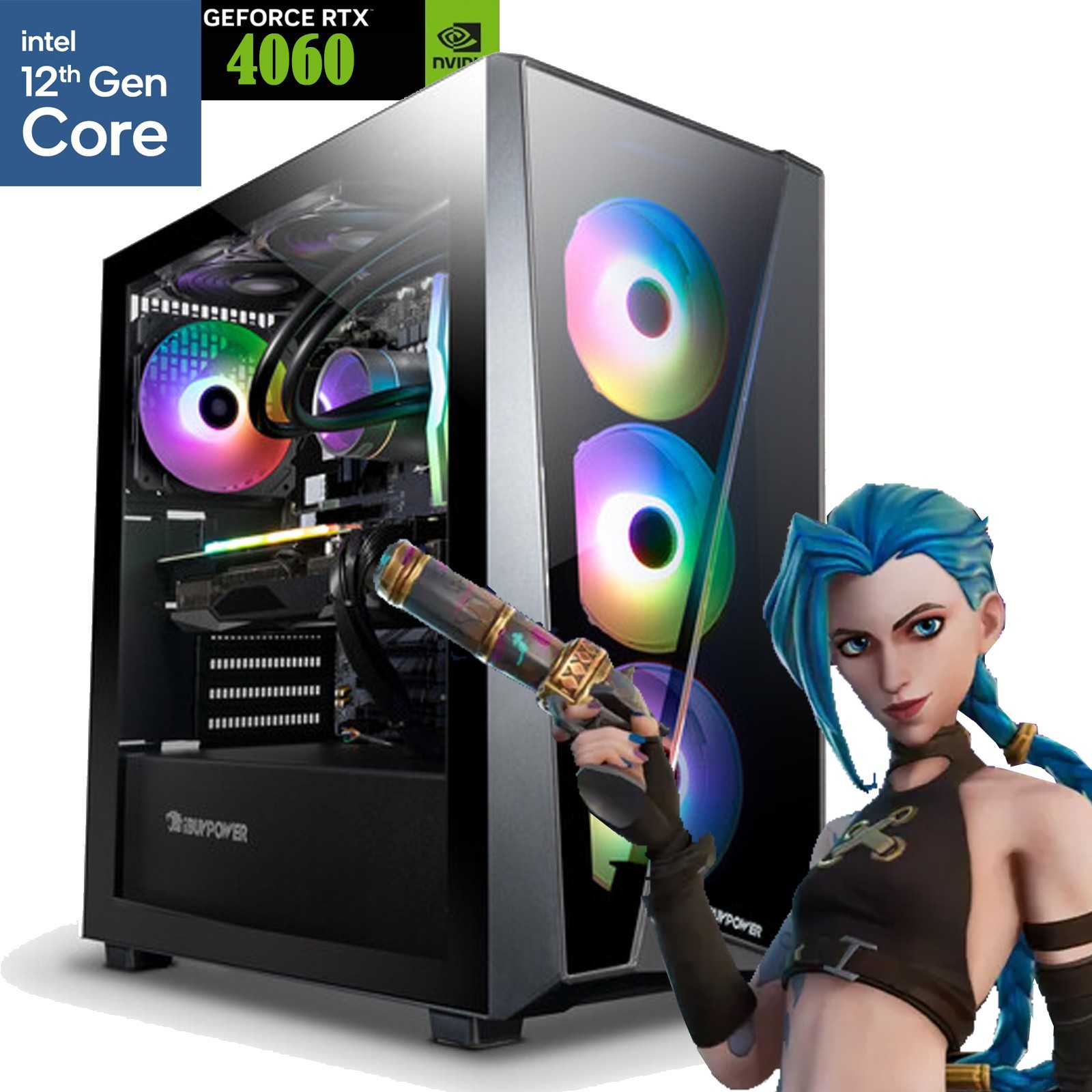 Gaming PC i5-12400F 32GB 1TB NVMe RTX 5060 ARGB Tower Windows 11 WiFi Ready