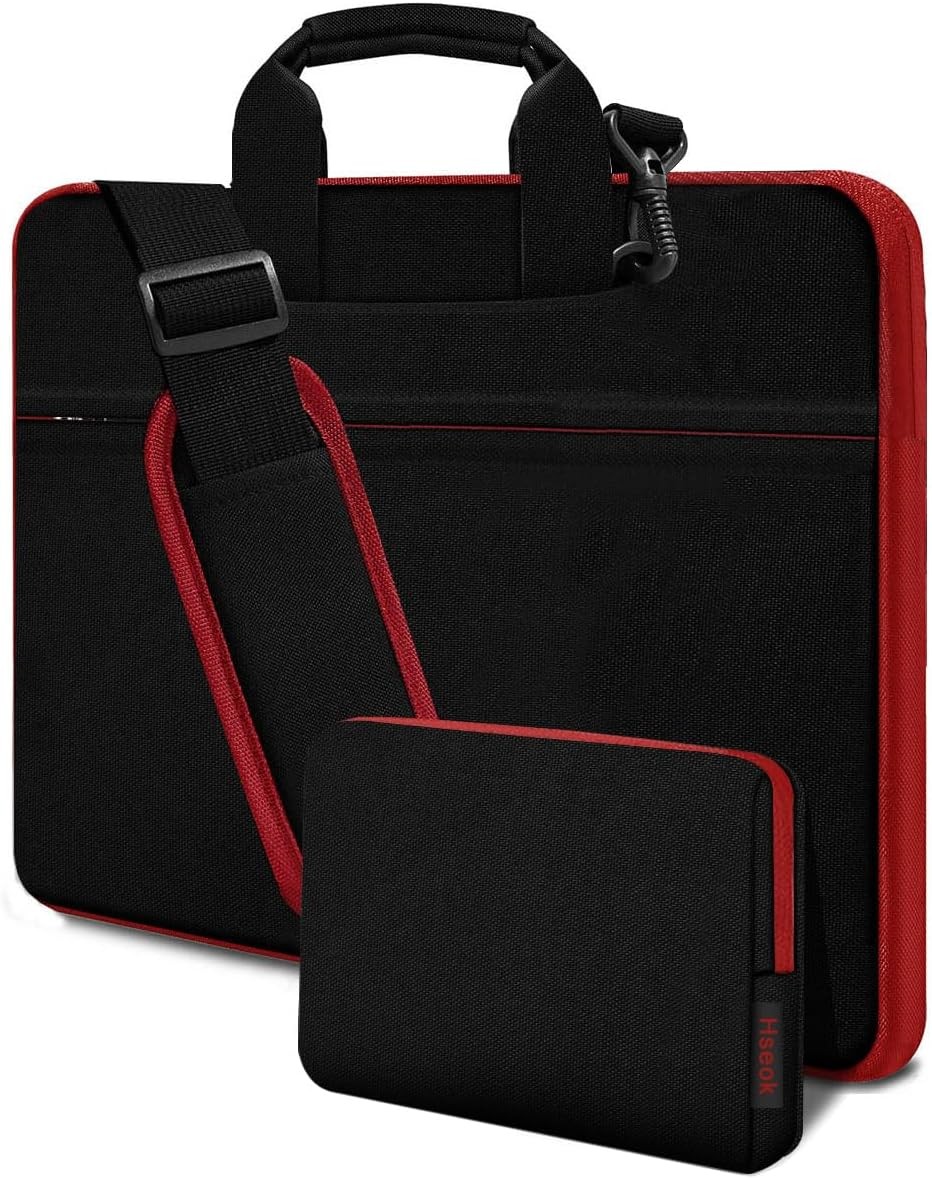 Durable Shockproof Briefcase for 17-17.3 inch Laptops, Multi-Pocket Shoulder Bag