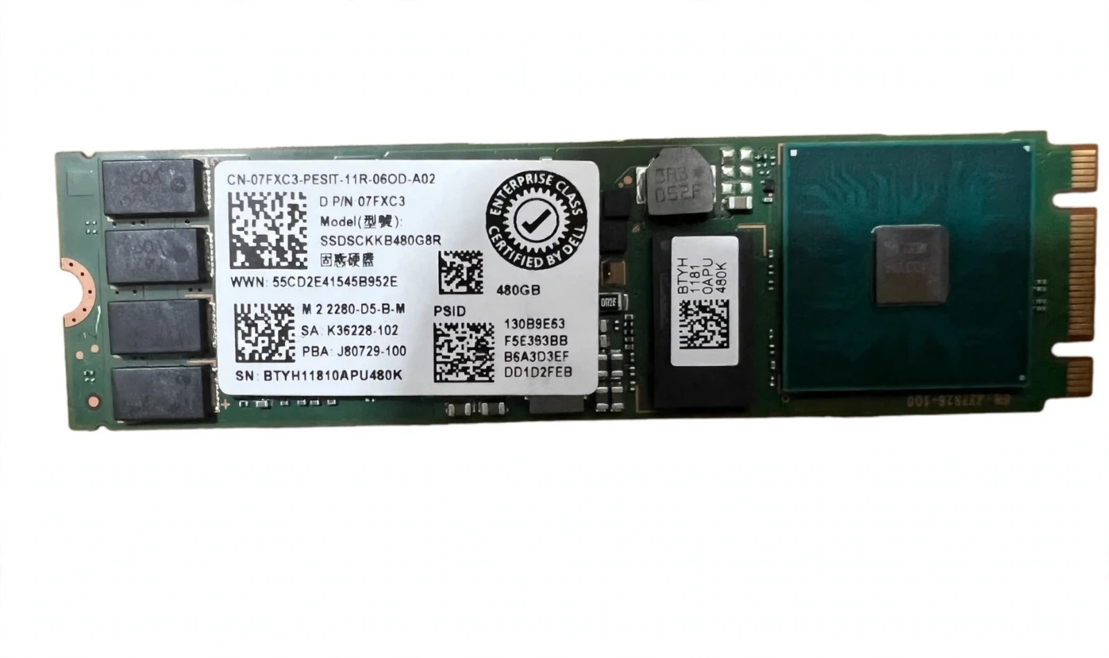 Used Dell 7FXC3 WCP9P 7RKD7 480GB M.2 2280 SATA SSD SSDSCKKB480G8R BOSS Card