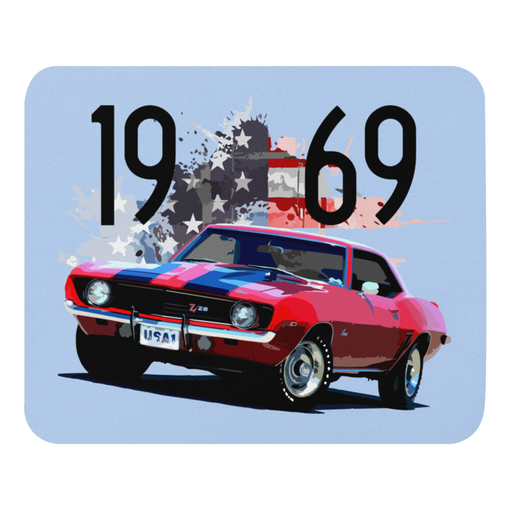 1969 Red Chevy Camaro Z28 Z/28 American Muscle Car Mouse pad