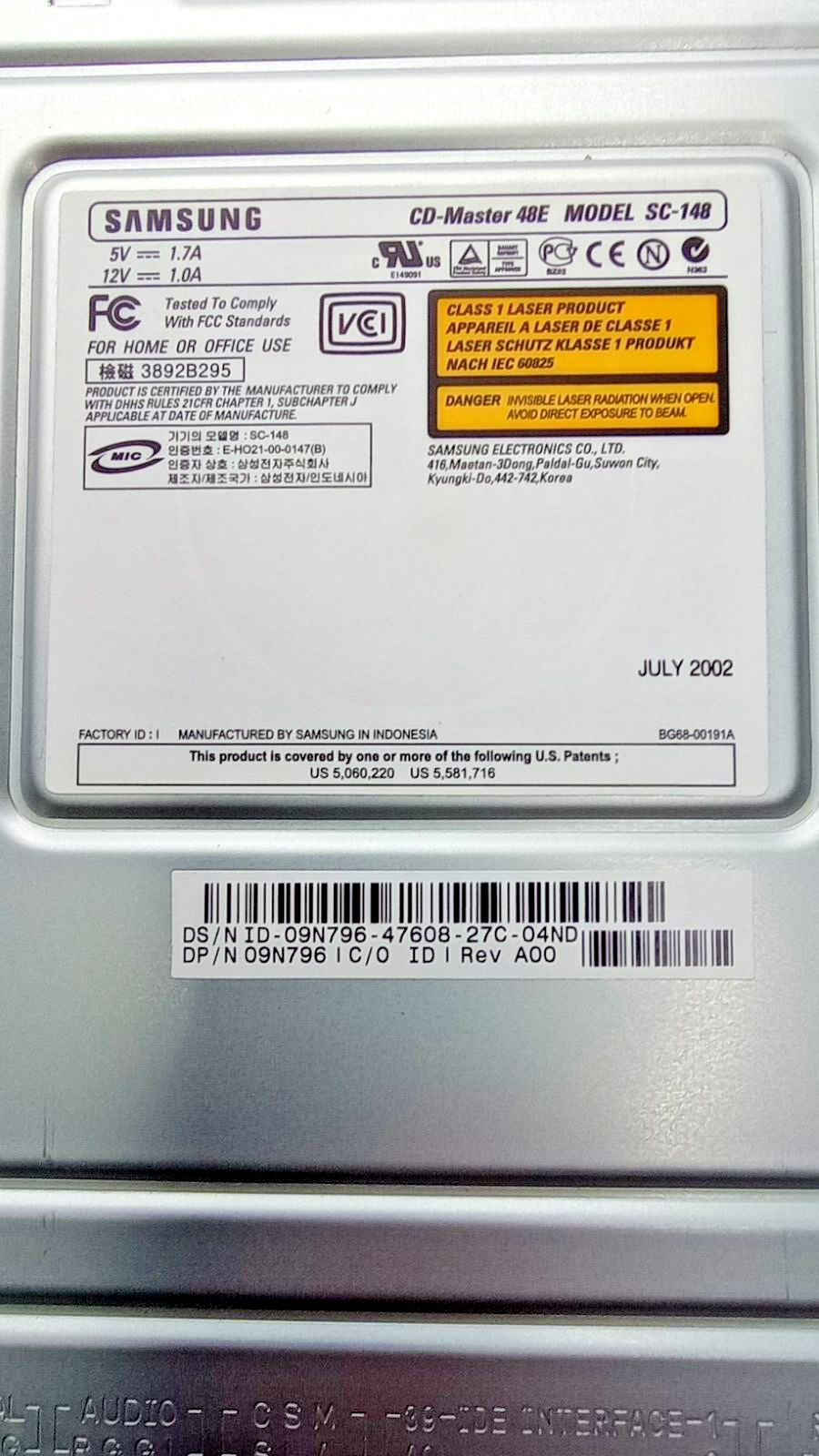 Samsung CD-Master 48E Model #SC-148 Compact Disc Used