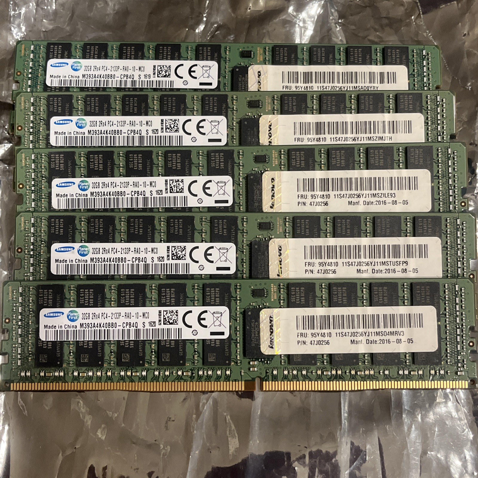 Lot Of 5 Samsung 32GB Server 2RX4 PC4-2133P-RA0-10-DC0 Server RAM