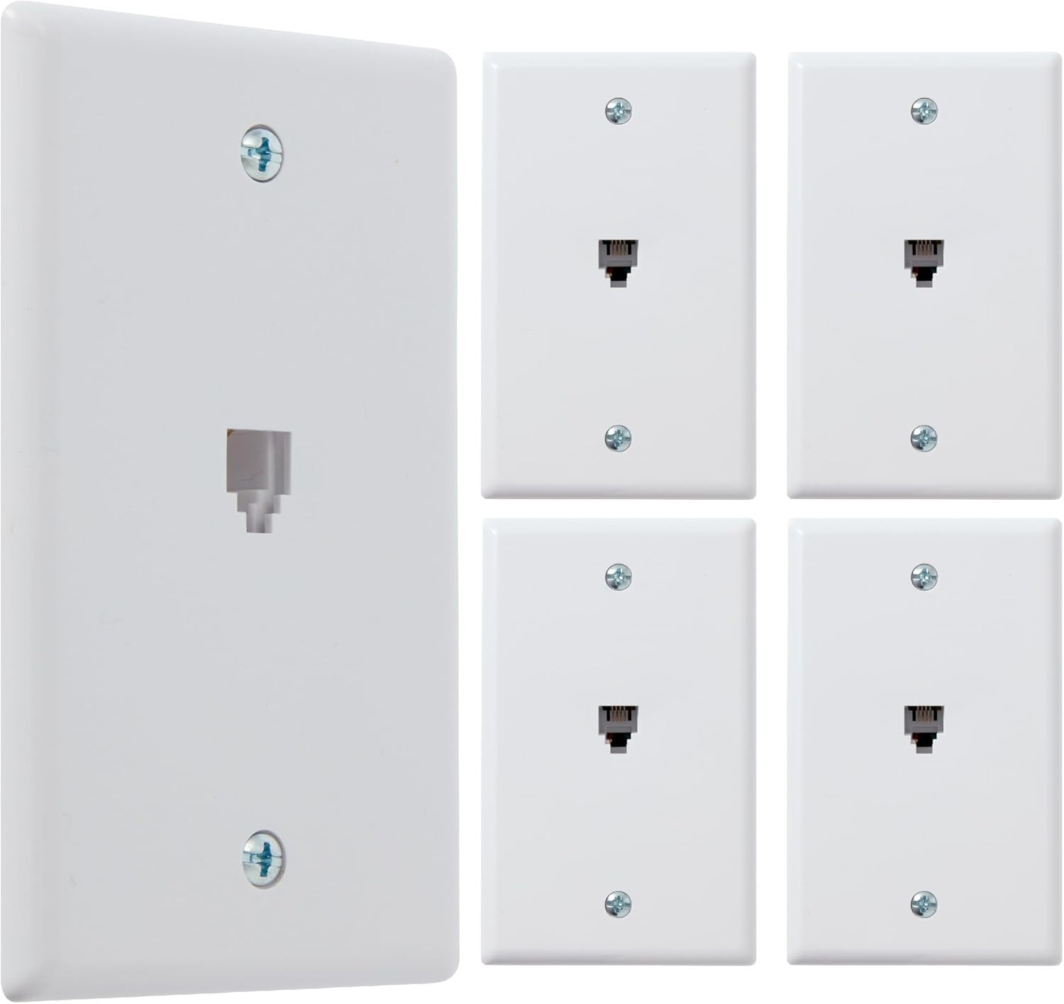 1-Port Telephone Jack Wall Plate, 6P4C, for RJ11 Telephone Cables, Single Gang,